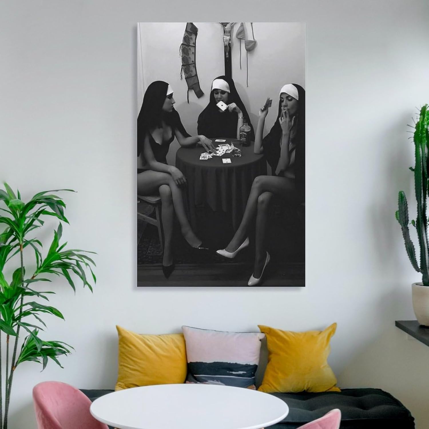 Póster de monja fumadora, póster de arte vintage para mujer, póster de estética de habitación, póster de pintura en lienzo, cuadros e impresiones