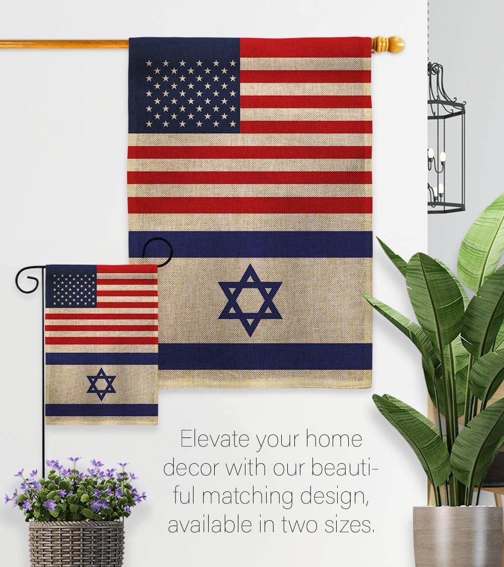 Bandera israelí estadounidense de bandera de Israel, bandera de arpillera, pared, césped, puerta, habitación, póster al aire libre, tapiz interior