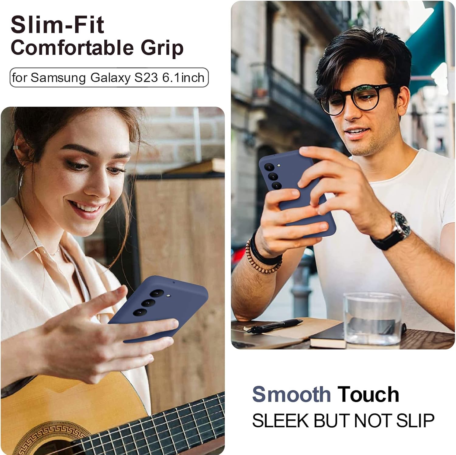 TISOOG Funda compatible con Samsung Galaxy S23 de 6.1 pulgadas, silicona cubierta completa, a prueba de golpes, con forro de microfibra suave,