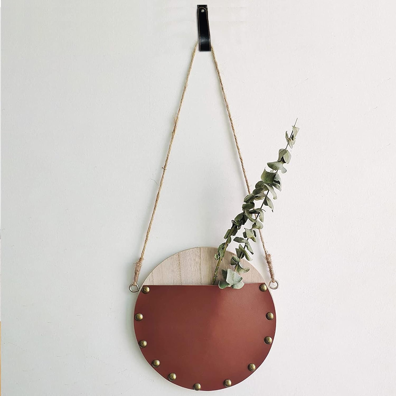 KT – Soporte para barra de cortina de cuero, 4 correas de cuero para colgar correas de cuero auténtico, ganchos de cuero para toalla de pared, baño,