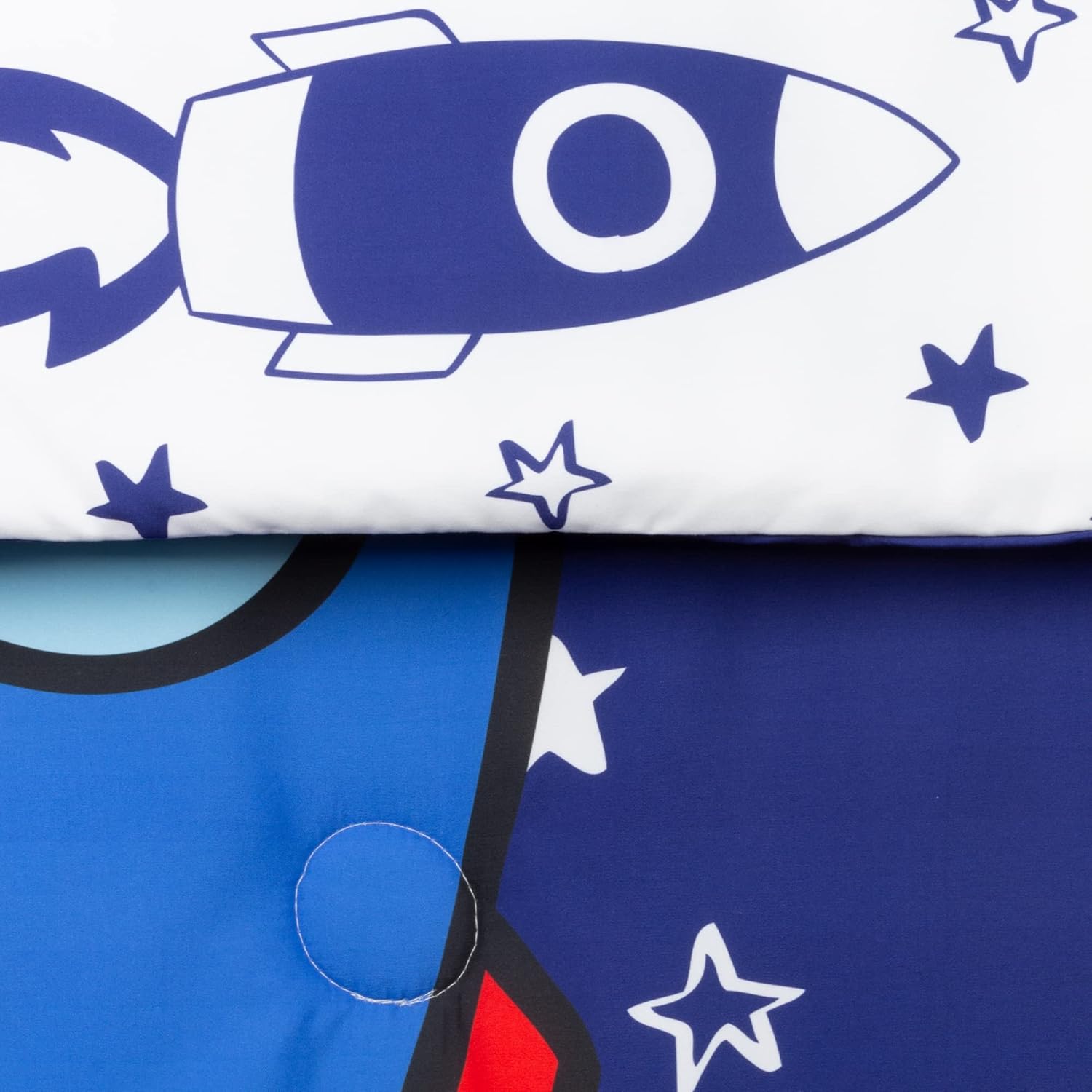 Juego de ropa de cama de microfibra verdaderamente reversible y súper esponjosa de 5 piezas para niños pequeños y niños, diseño de cohete espacial