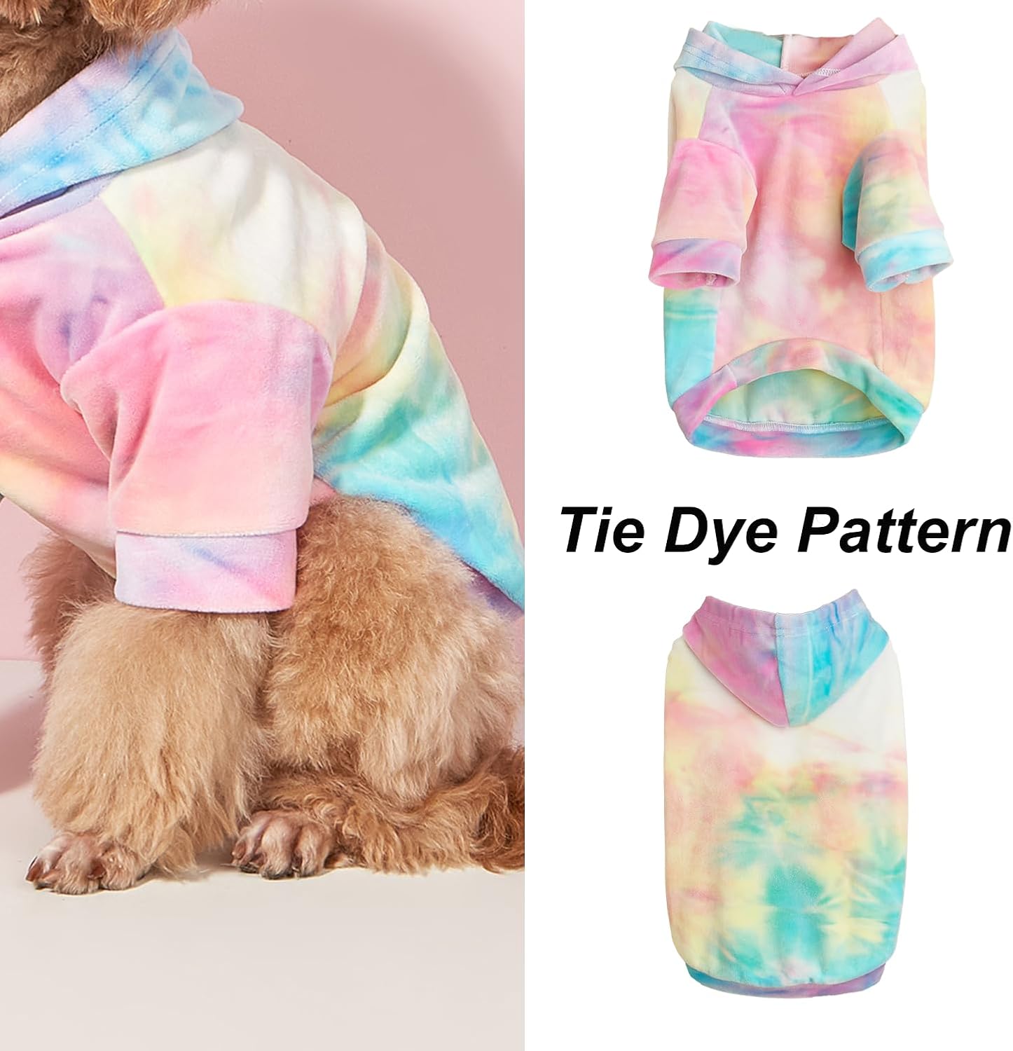 Sudadera con capucha para perro, teñido anudado, para cachorros, abrigo para clima frío, ropa para mascotas para perros y gatos