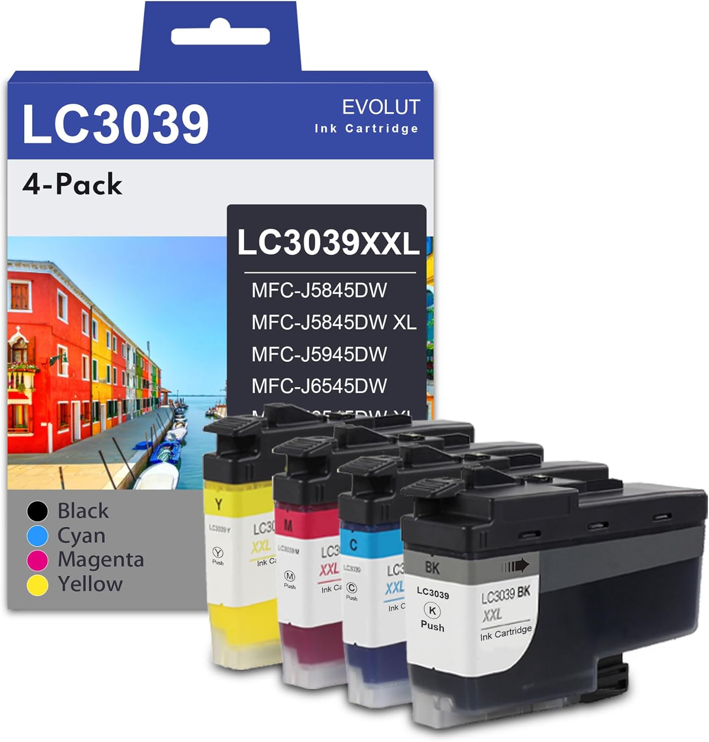 LC3039XXL – Cartuchos de tinta (4 unidades, 1BK1C1M1Y) – Juego de cartuchos de tinta de alto rendimiento compatibles con Eout LC3039 de repuesto