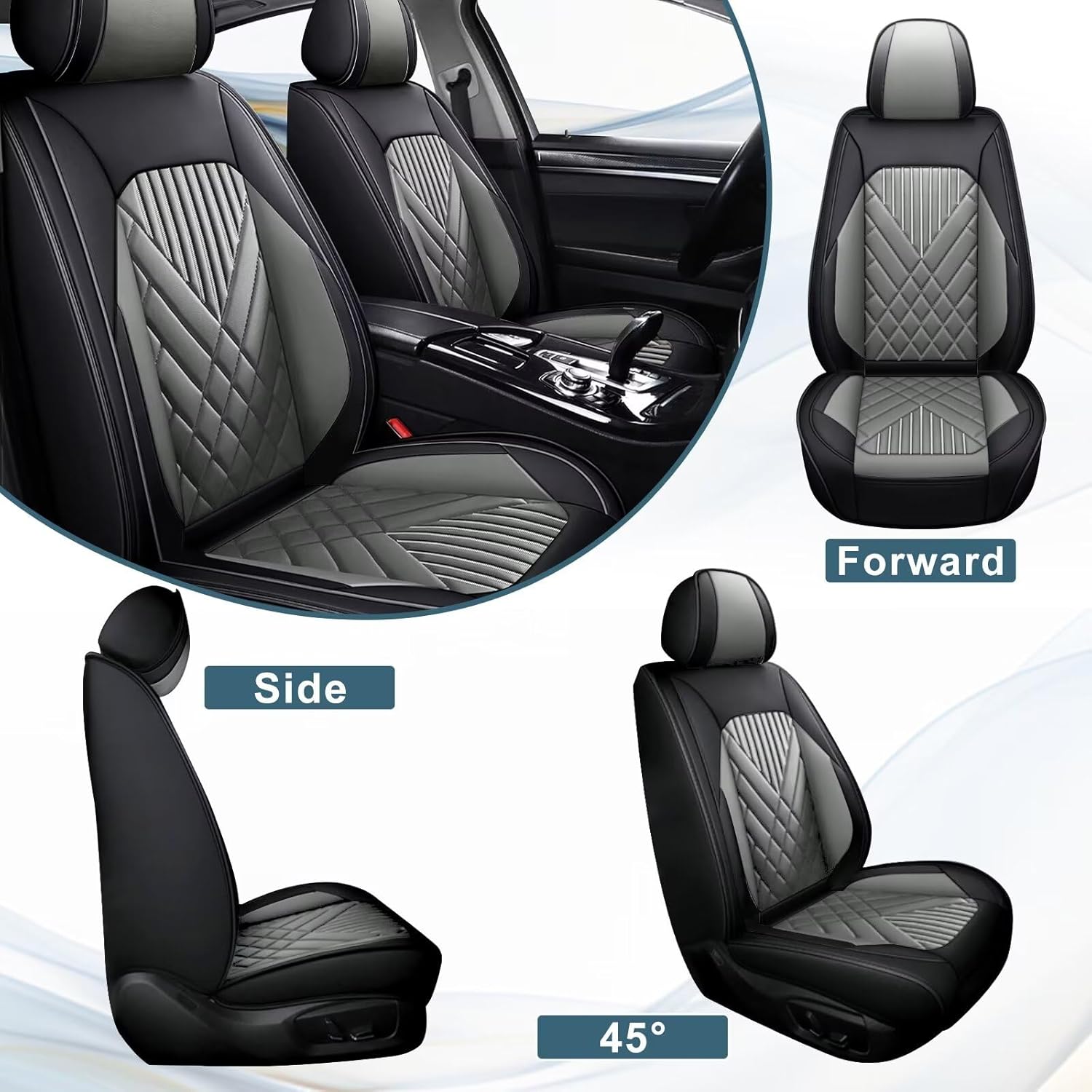 2 fundas de asiento delantero de automóvil para Ford Ranger 2019-2023, protector de asiento impermeable, de piel sintética, compatible con bolsa de