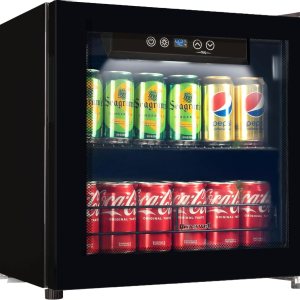 Honeywell Refrigerador y enfriador de bebidas, mini refrigerador de 48 latas con puerta de vidrio para cerveza de soda o vino para oficina o bar con Honeywell Refrigerador y enfriador de bebidas, mini refrigerador de 48 latas con puerta de vidrio para cerveza de soda o vino para oficina o bar con