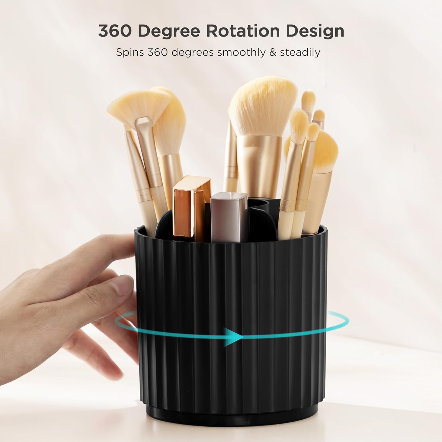 HBlife Soporte giratorio para brochas de maquillaje, organizador de brochas de maquillaje con tapa, organizador de cosméticos, a prueba de polvo,