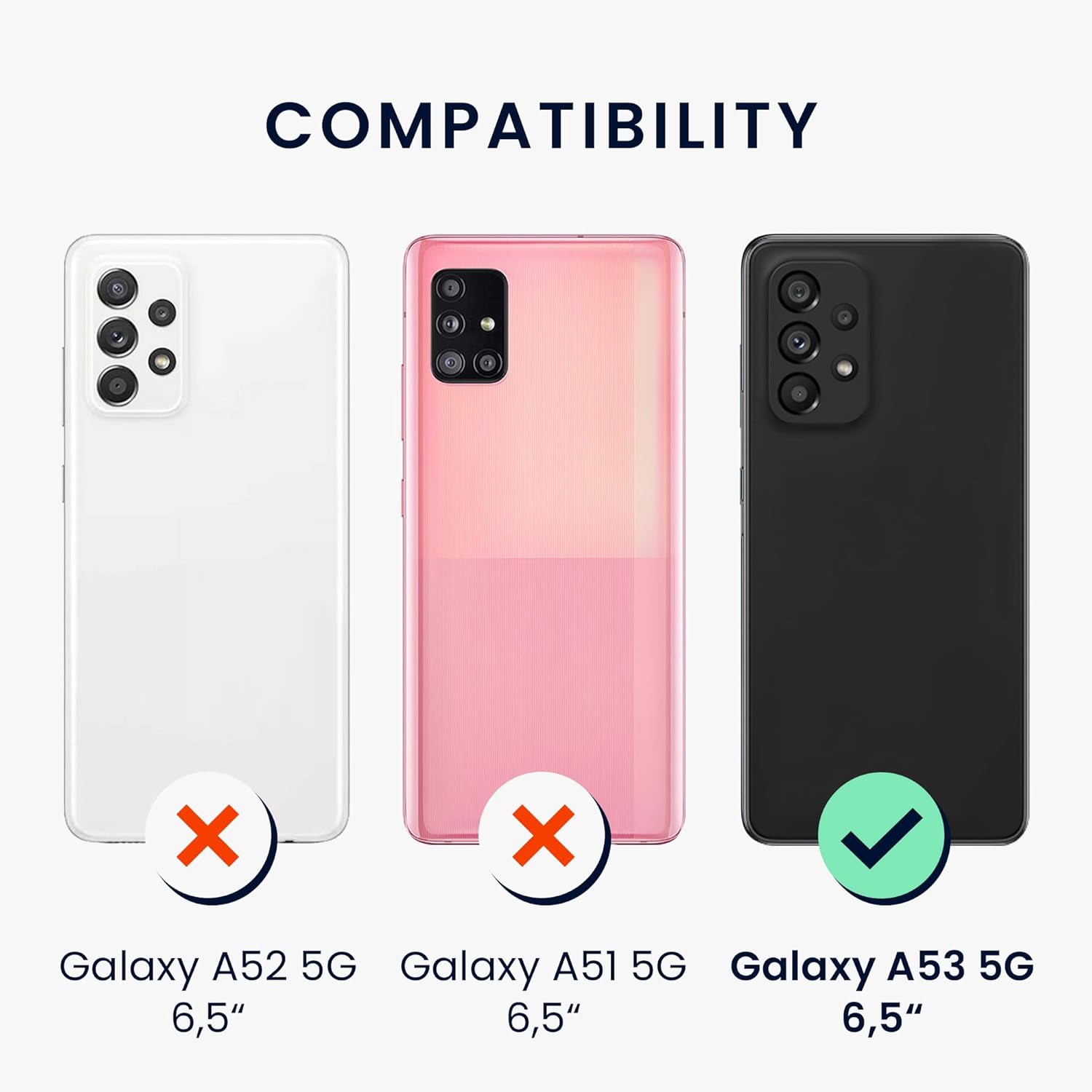 kwmobile Funda compatible con Samsung Galaxy A53 5G – Funda de silicona TPU con acabado suave – Negro mate