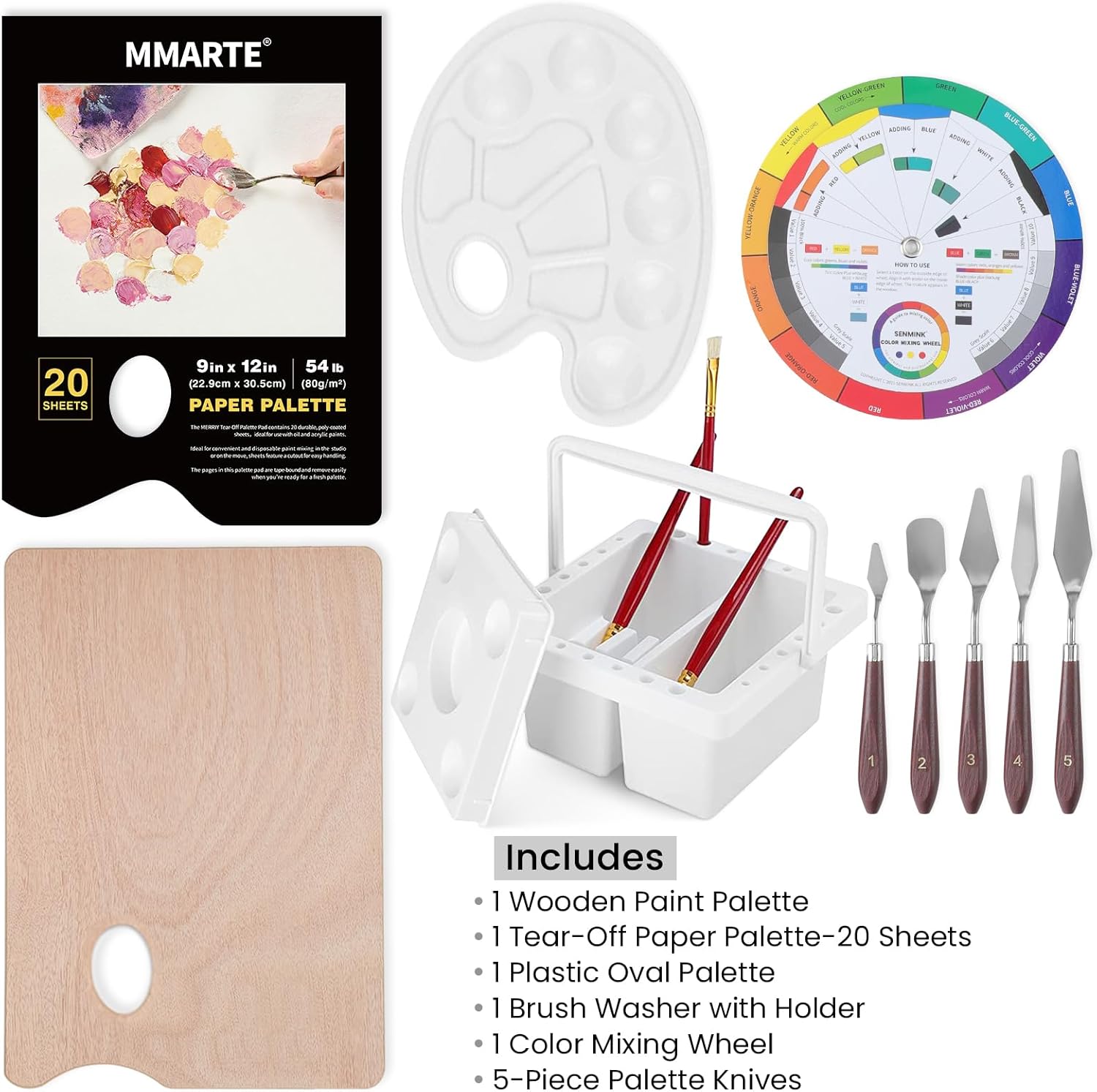 MERRIY Kit de pintura artística de 155 piezas con caballete francés, pinturas acrílicas de 48 colores, pinturas al óleo de 24 colores, pinturas de