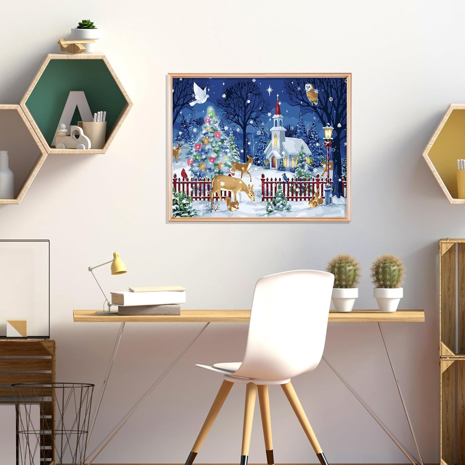 MOGTAA Pintura por números para adultos, pintura de invierno por números para niños principiantes, pintura de bricolaje por números sobre lienzo,