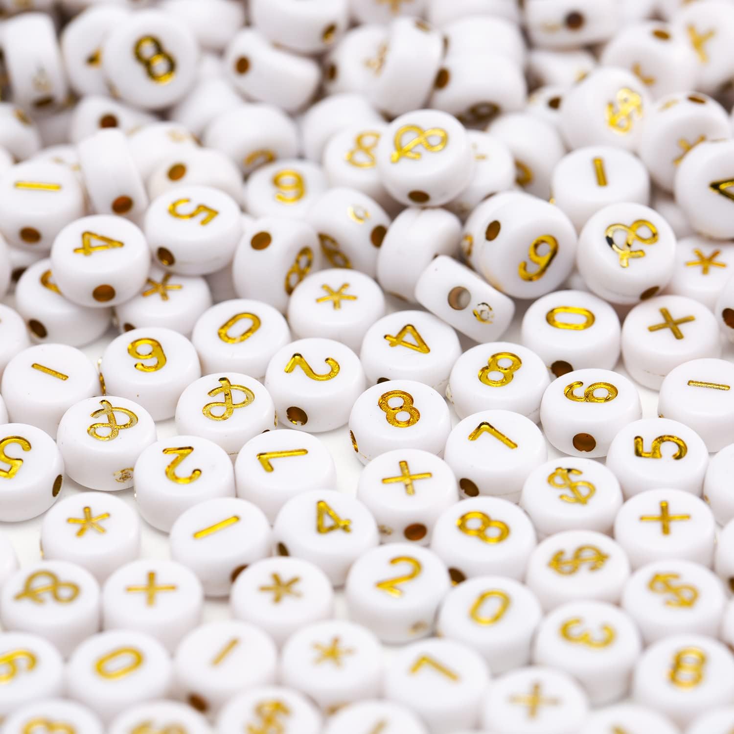 500 pulseras de cuentas de símbolo de números acrílicos para fabricación de joyas