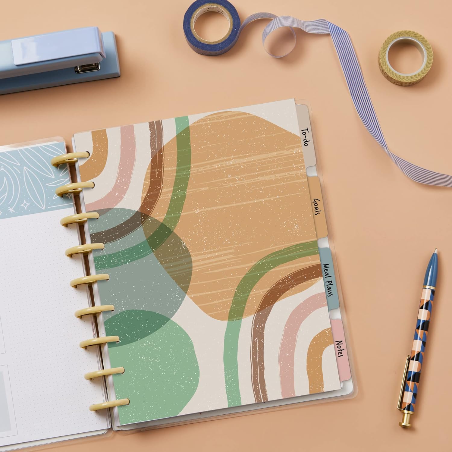 Avery Divisores de planificador para planificadores Happy Planner de 9 discos de tamaño clásico, juego de 4 pestañas, diseño “Boho Rainbows”, 1