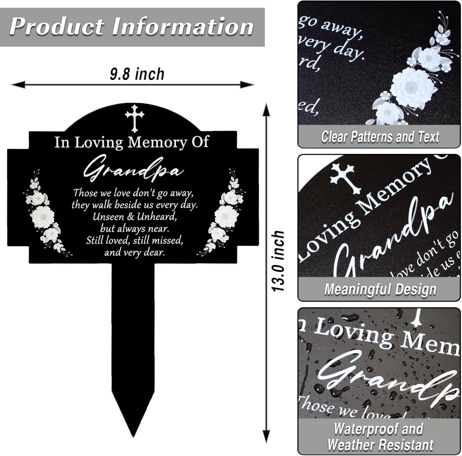 Marcadores de tumba, estacas conmemorativas, decoraciones de tumbas para cementerio, impermeable, placa de cementerio, estaca de condolencia, estaca