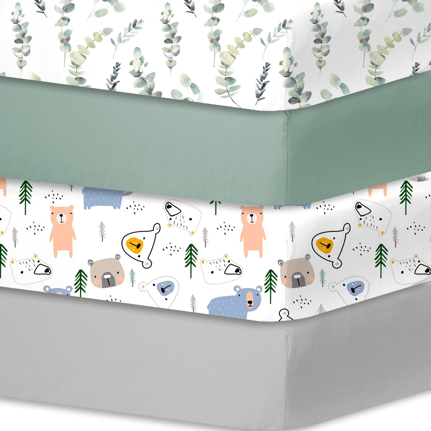 bimocosy Juego de 4 sábanas bajeras para cuna, para niños y niñas, tamaño de 28 x 52 pulgadas, para colchones estándar de cuna y niños pequeños,