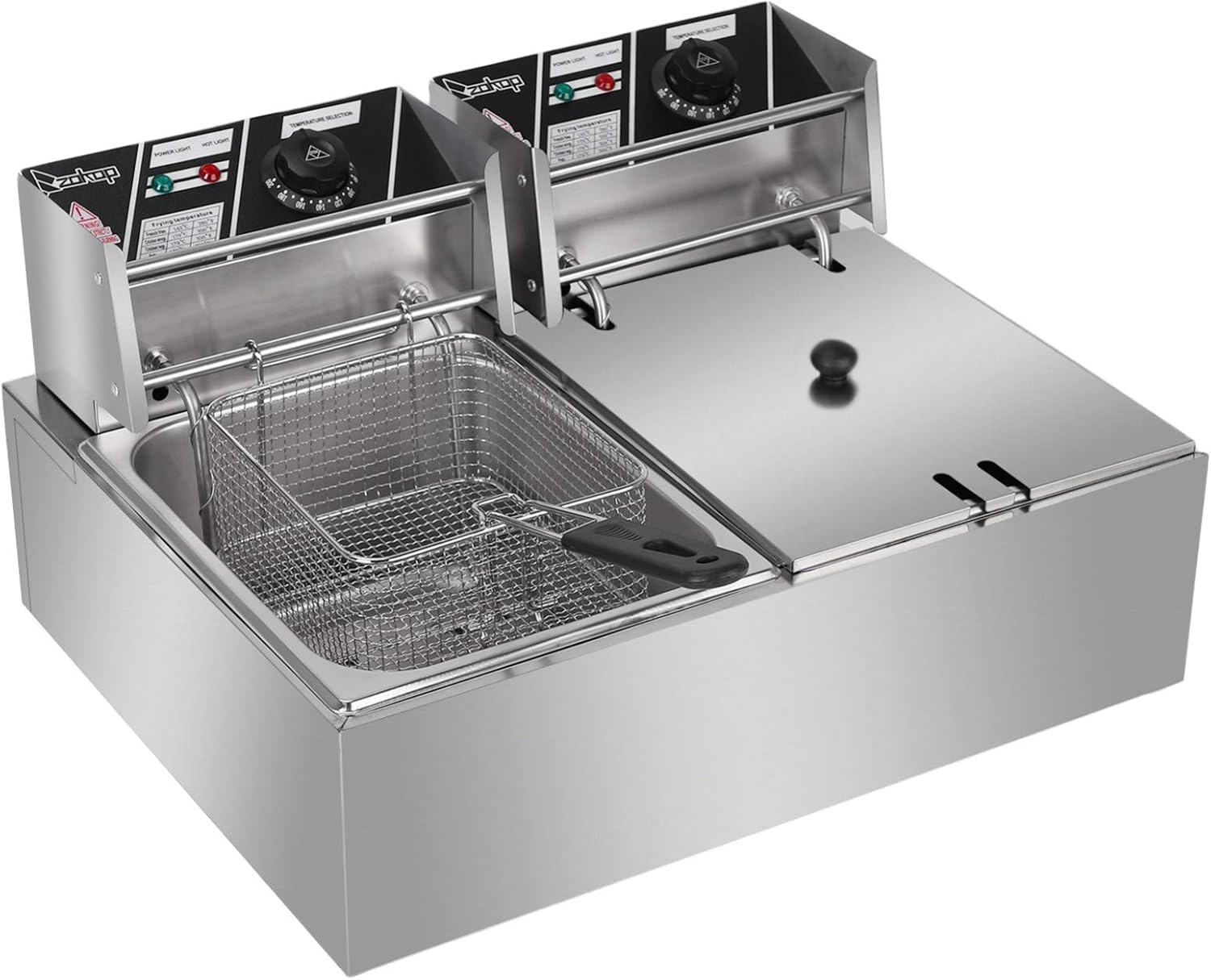 Freidora comercial sin humo Freidora visible, Freidora rápida de acero inoxidable, freidora rápida simpledoble, 2500W5000W 6L12L Doble-110V
