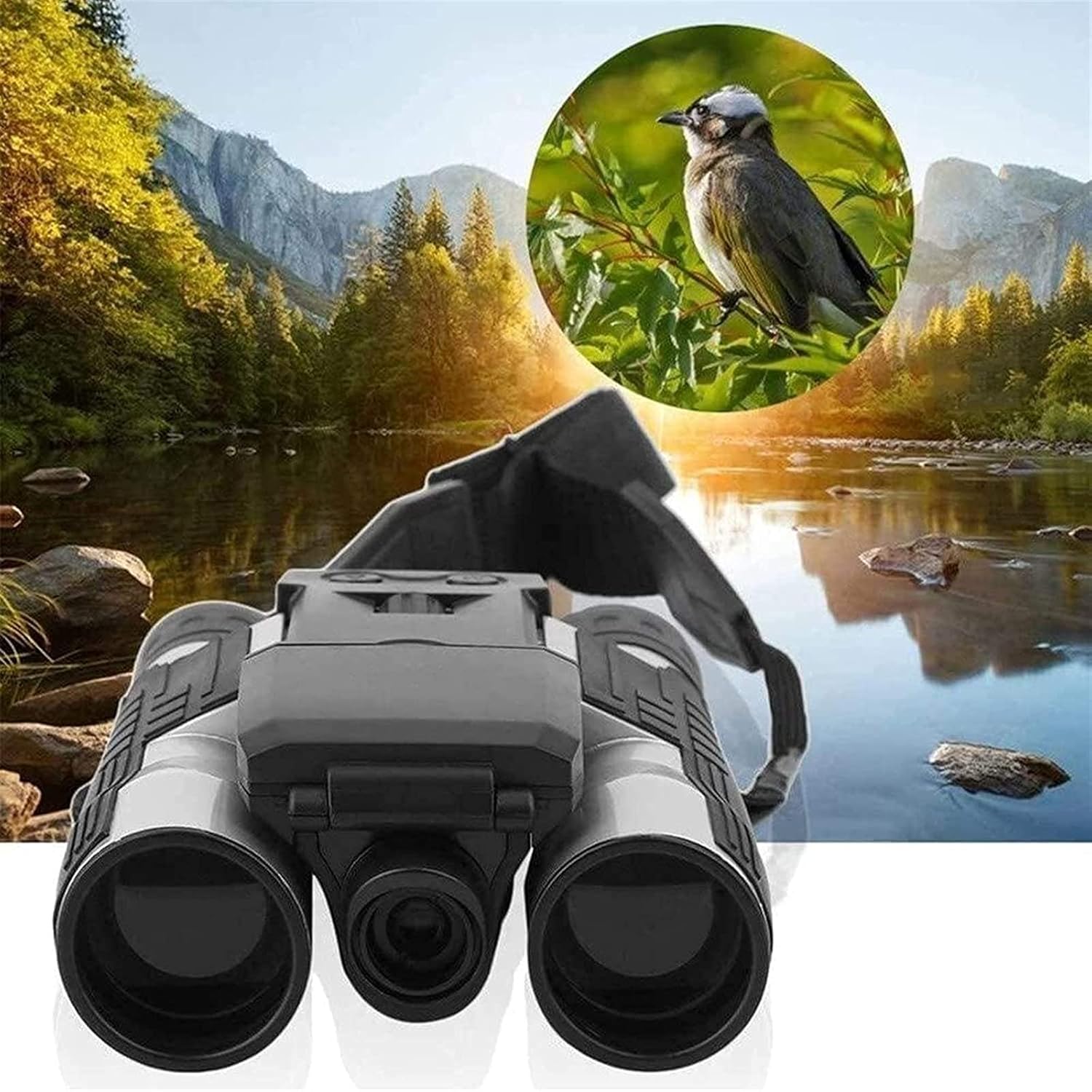 Telescopio de viaje portátil Cámara digital 1080P 2.0 “12X32 HD Binoculares negros telescopio plegable con cámara digital incorporada, nuevos