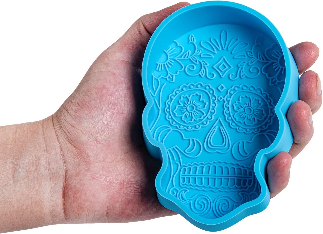 Molde de resina de silicona con cabeza de calavera de azúcar, molde de fundición para hornear, cuentas de aroma, jabón, caramelo, bricolaje,