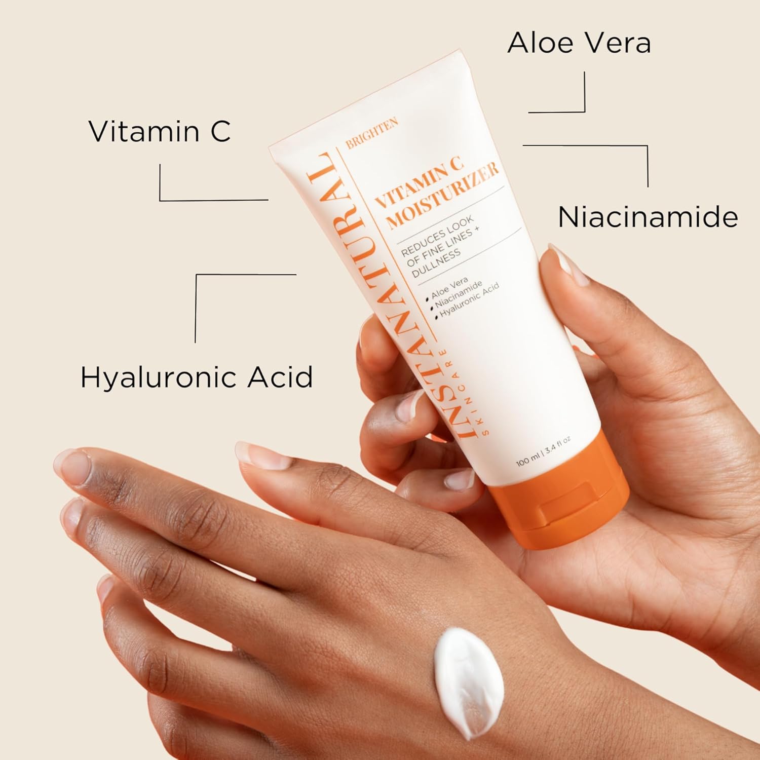 InstaNatural Kit de crema hidratante y suero de vitamina C, ilumina y reduce los signos de envejecimiento, líneas finas y arrugas, con ácido