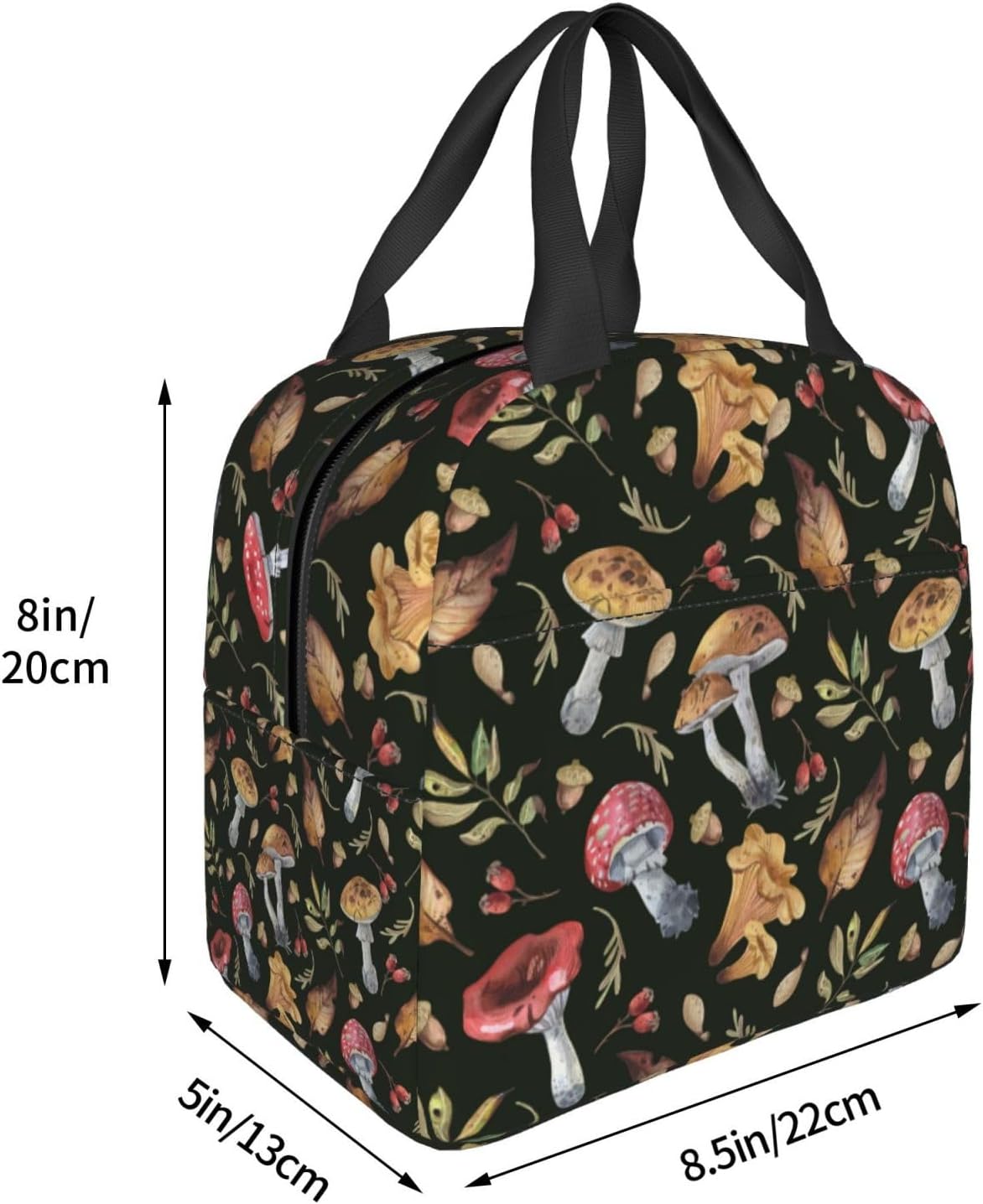 Lonchera aislada para acuarela, hojas de otoño, setas, lonchera, resistente, espaciosa, para adultos, para aprovechar tu día, impermeable, para