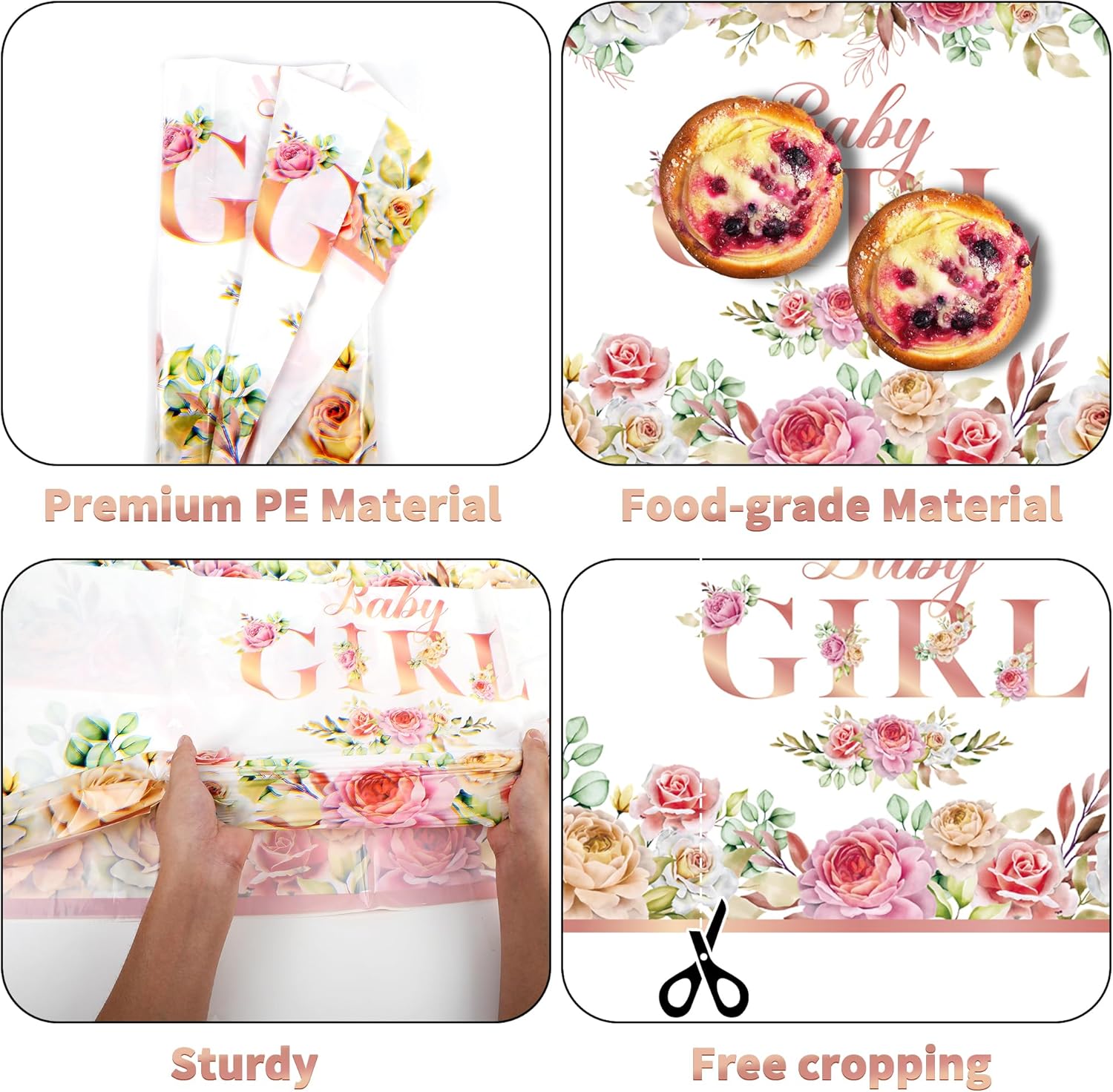 Paquete de 3 manteles para baby shower, fundas de mesa para bebé, decoración de fiesta de 54 x 108 pulgadas, manteles rectangulares de plástico