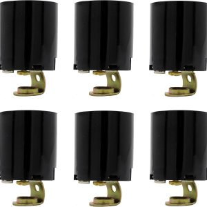 Creative Hobbies ELT5561A Phenolic (Bakelite) Medium Base E26 Fixture Socket, for Incandescent Bulbs, One-Piece Keyless with Hickey, Black, Pack of 6 Creative Hobbies ELT5561A Phenolic (Bakelite) Medium Base E26 Fixture Socket, for Incandescent Bulbs, One-Piece Keyless with Hickey, Black, Pack of 6