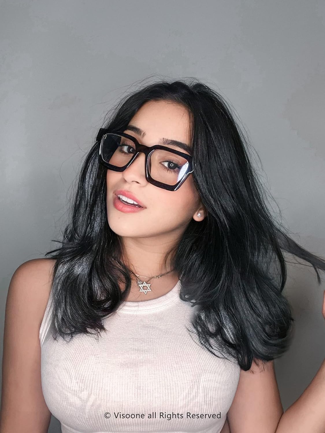 VISOONE – Lentes para bloqueo de luz azul, rectangulares, elegantes, estilo preparatoria, multicolor, marco para mujeres y hombres, diseño River