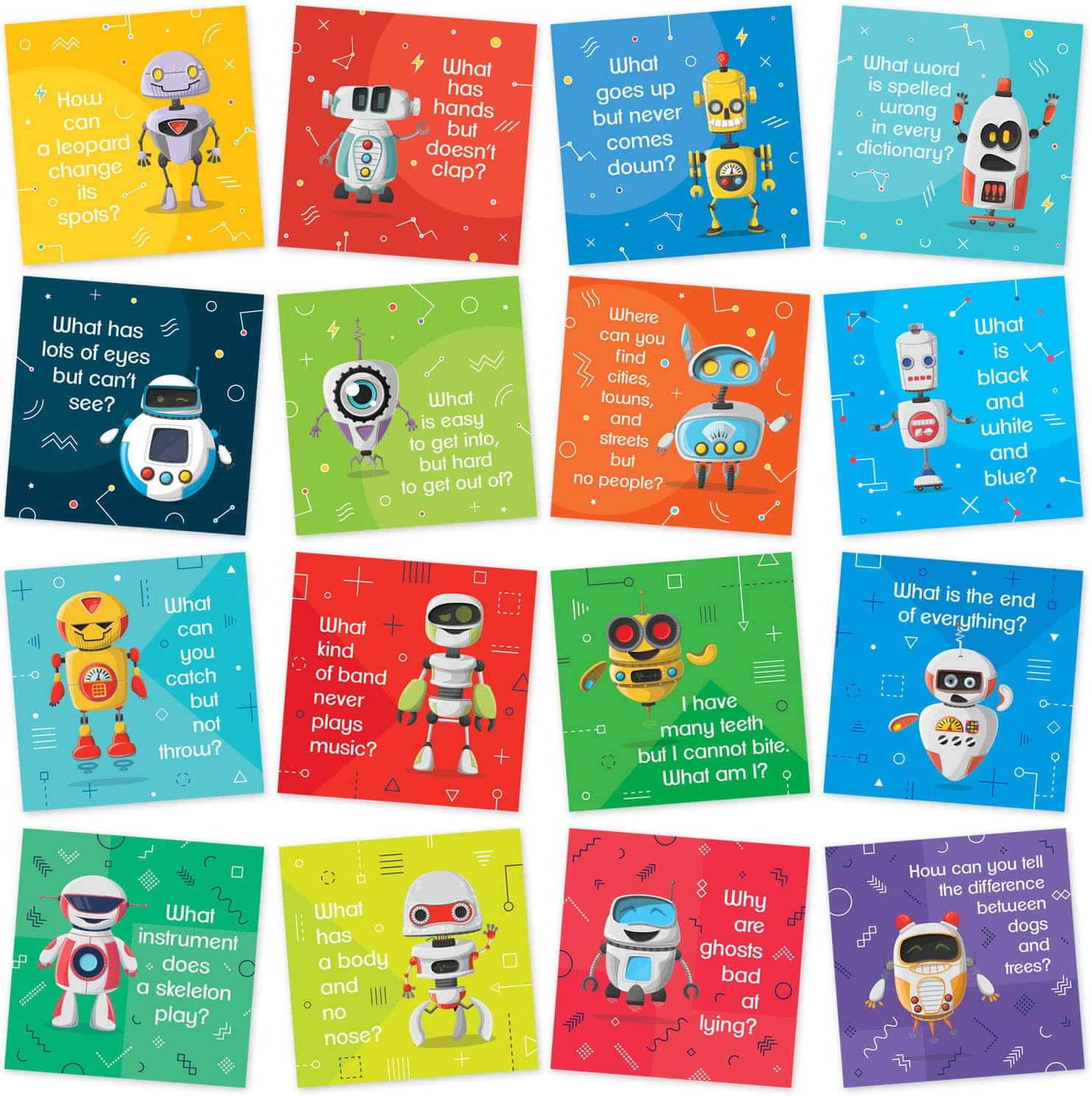 Notas para la lonchera para niños, 60 divertidas tarjetas de acertijo robot para niños y niñas, crea notas memorables para pensar en ti