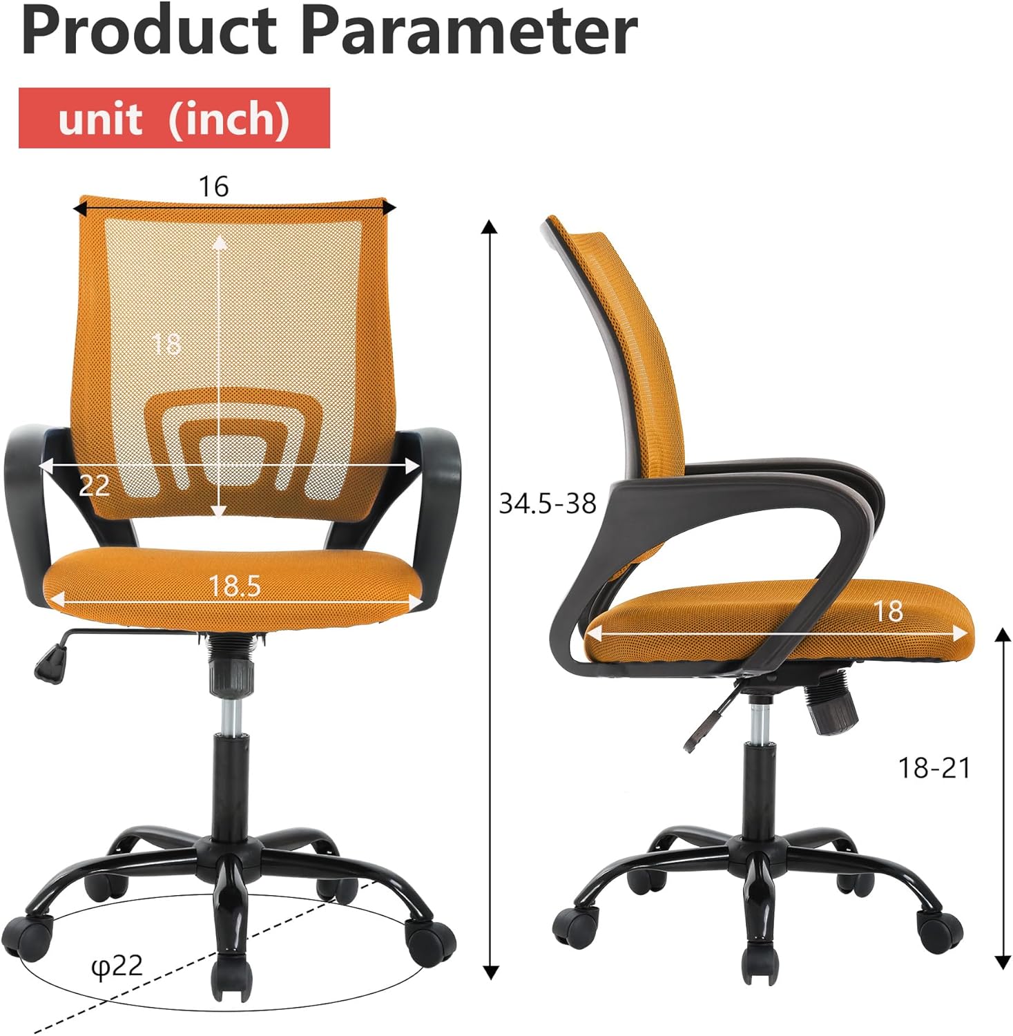 PayLessHere Silla de oficina para computadora, ergonómica, silla de escritorio barata, ajustable, cómoda, con respaldo medio, silla giratoria con