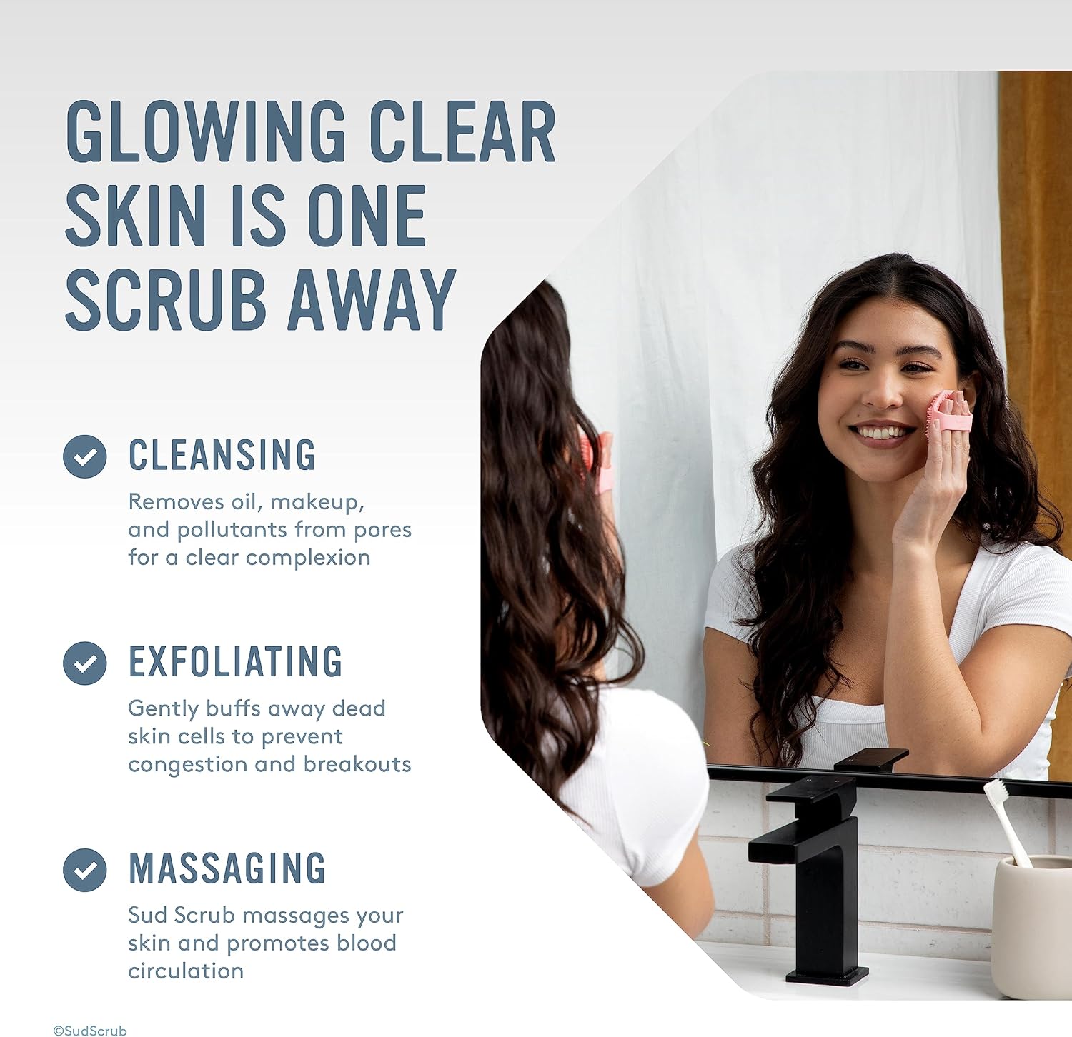Sud Scrub Exfoliante facial de silicona antimicrobiana, 1 paquete, exfoliante facial suave para pieles sensibles, cepillo de limpieza facial