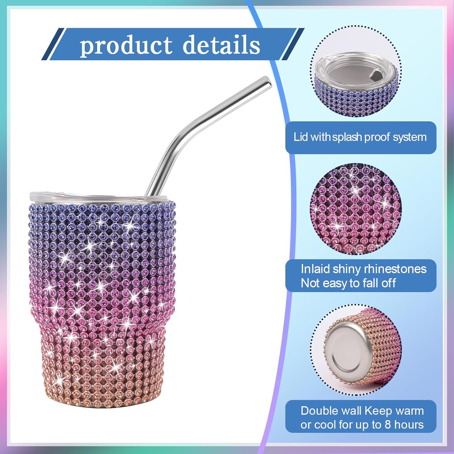 Bling Mini vaso de chupito, vaso de chupito de 3 onzas, vaso de chupito de diamante con pajilla, vaso de chupito pequeño con purpurina para servir