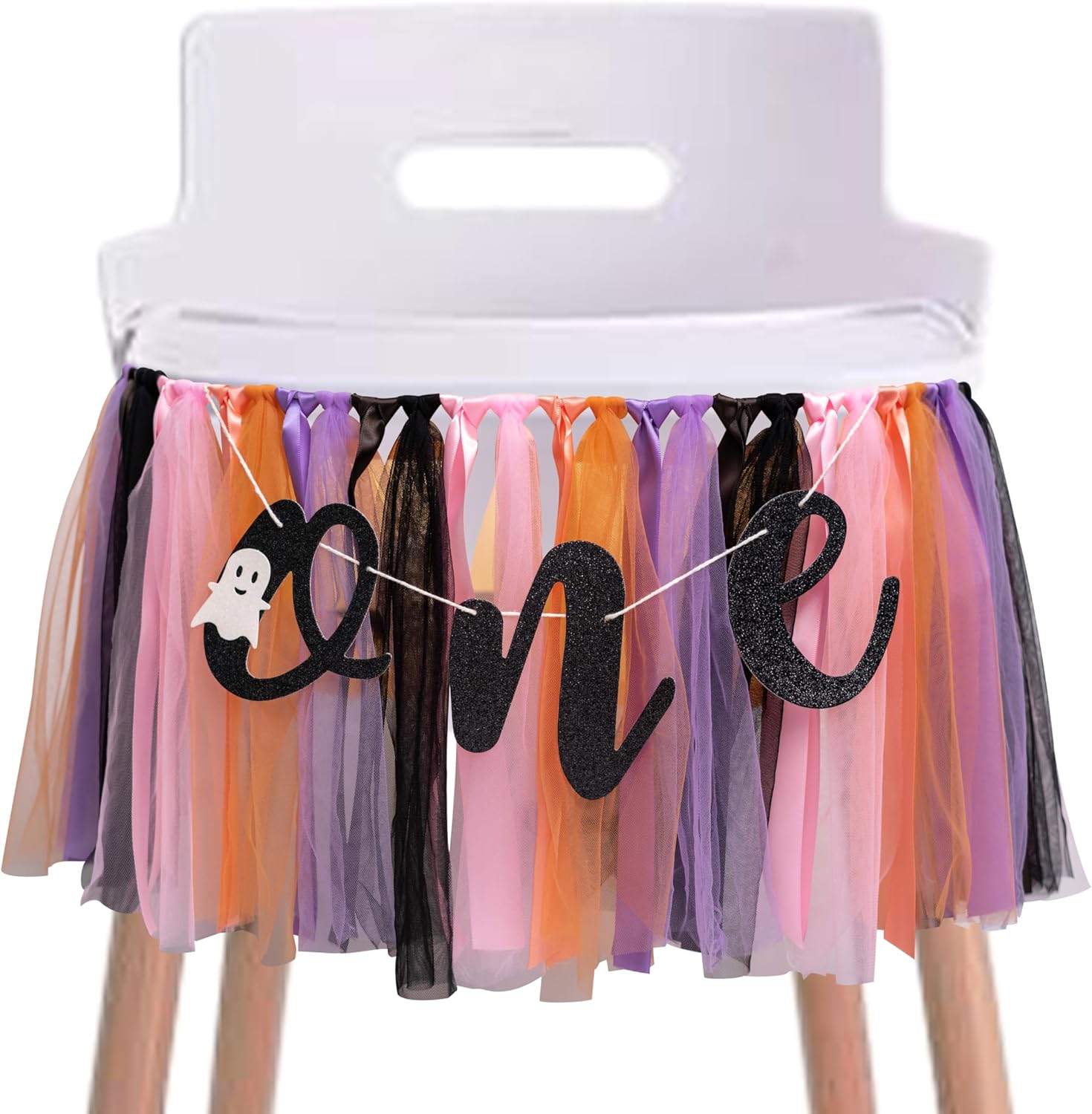 Cartel de Halloween para la primera silla de bebé, fantasma de Halloween, decoración de cumpleaños rosa y morado para niñas, decoración espeluznante