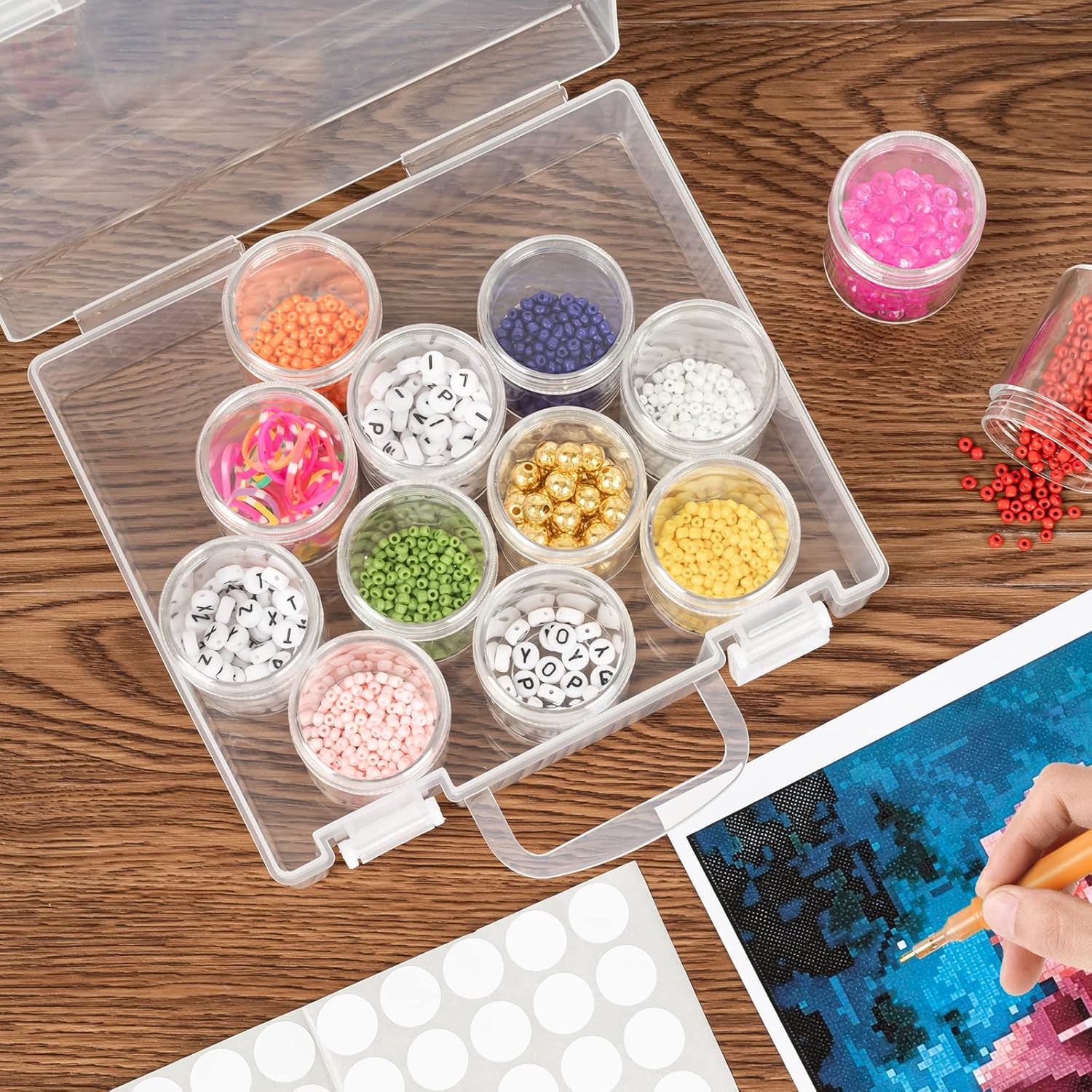 Caja organizadora de cuentas, caja de almacenamiento de arte de pintura de diamante, accesorios de arte de pintura de diamante, contenedores de