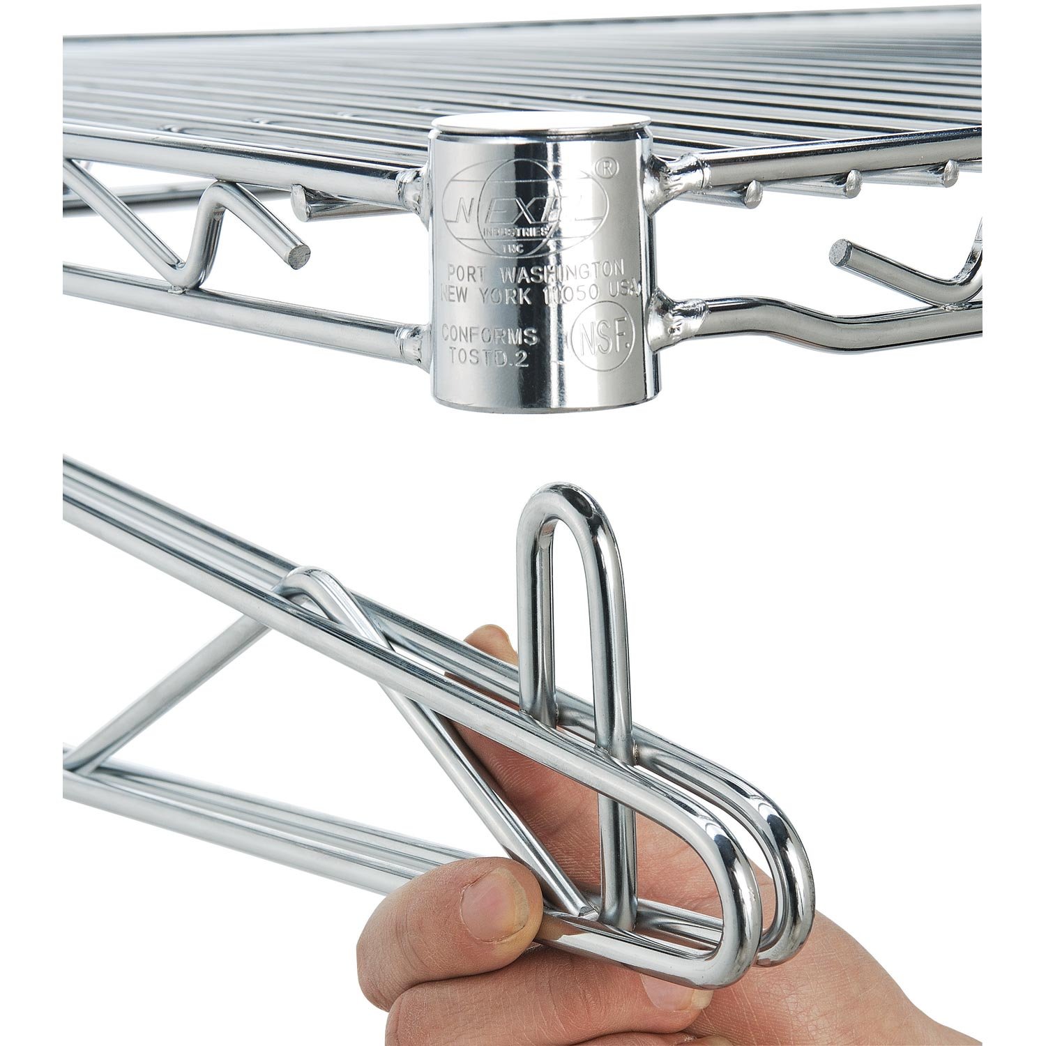 Nexel Perchero comercial para montaje en pared con barra, 152.4cmde ancho x 60.96cmde profundidad x 15.24cmH, alambre de acero cromado duradero, 36