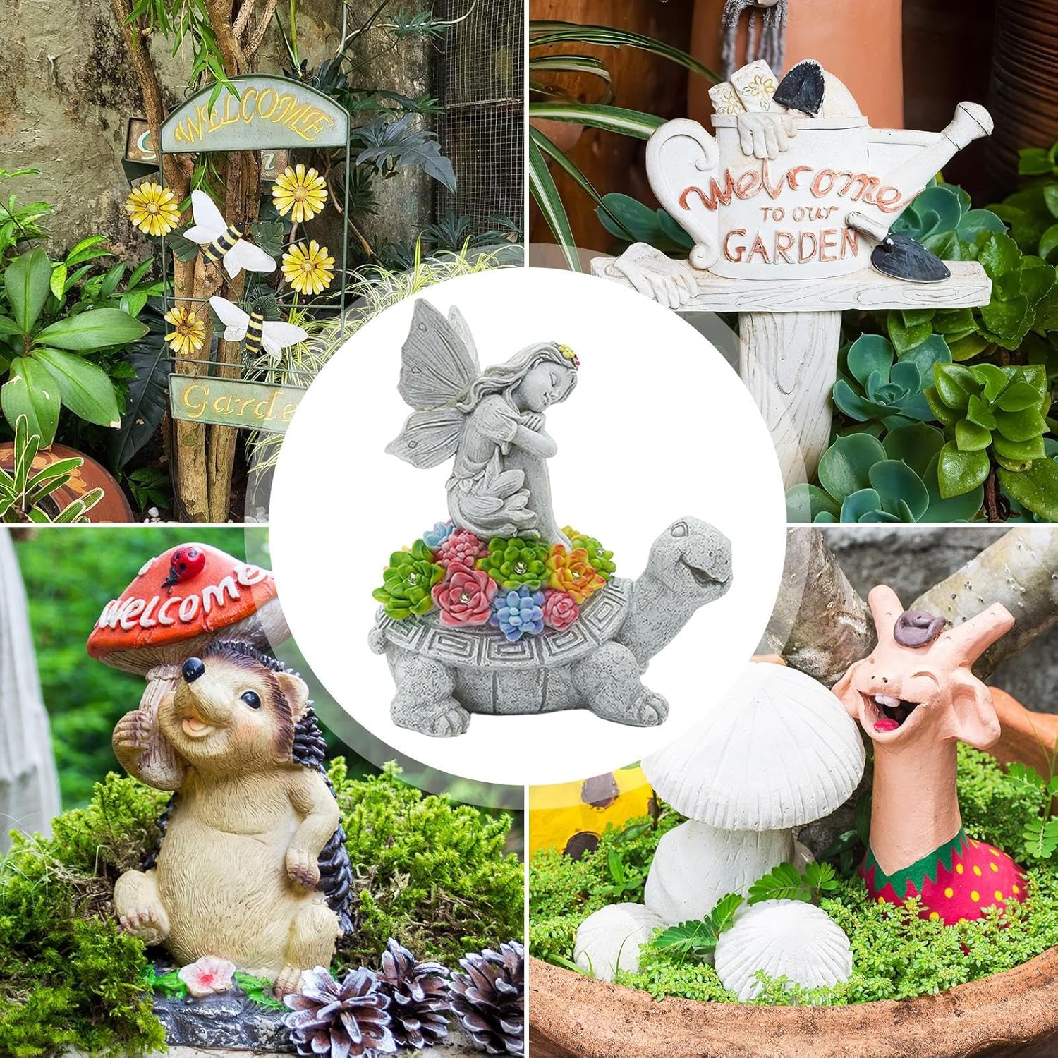 Estatuas solares de tortuga  Atractiva estatua de hada de jardín  Adorno de tortuga alimentado por energía solar con luces LED  Estatuas solares de