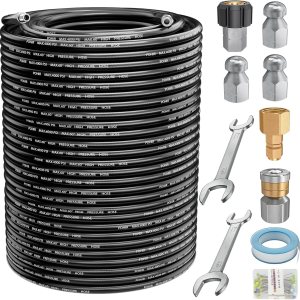 POHIR Kit de chorro de alcantarillado de 150 pies para lavadora a presión 4000PSI Kit de limpieza de drenaje hidrojet con botón de nariz de 14 POHIR Kit de chorro de alcantarillado de 150 pies para lavadora a presión 4000PSI Kit de limpieza de drenaje hidrojet con botón de nariz de 14