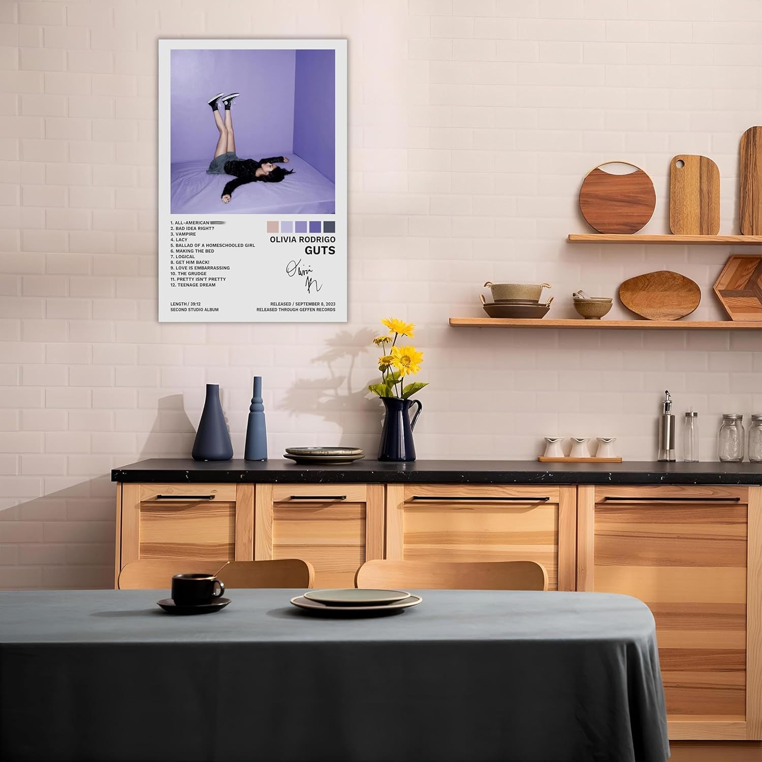 BAON Póster Olivia de Rodrigo Guts para portada del álbum, pintura decorativa, lienzo, pósteres de pared, 16 x 24 pulgadas