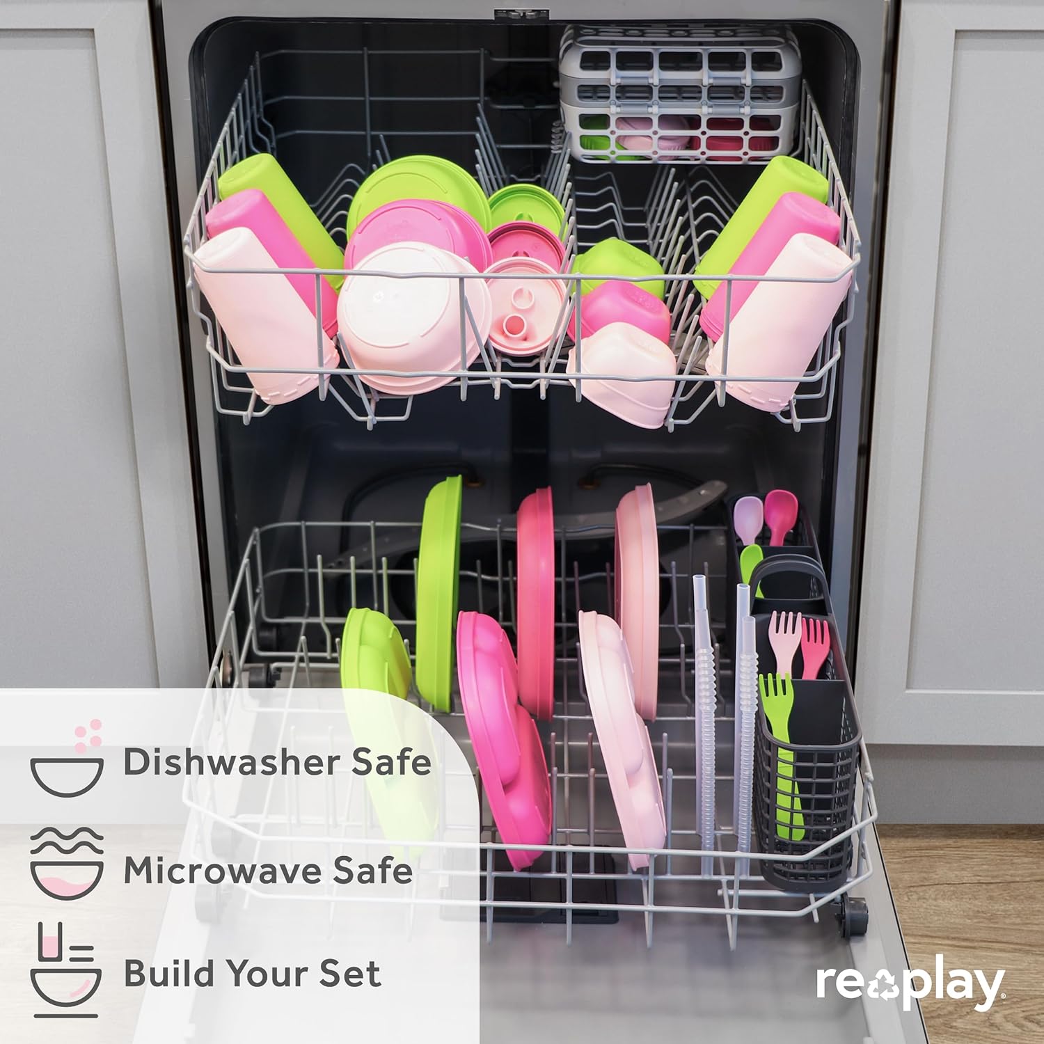 Re-Play – Vasos con tapa de 10 oz., hechos en EE.UU., para niños pequeños de 1 año en adelante, a prueba de derrames, aptos para lavavajillas y