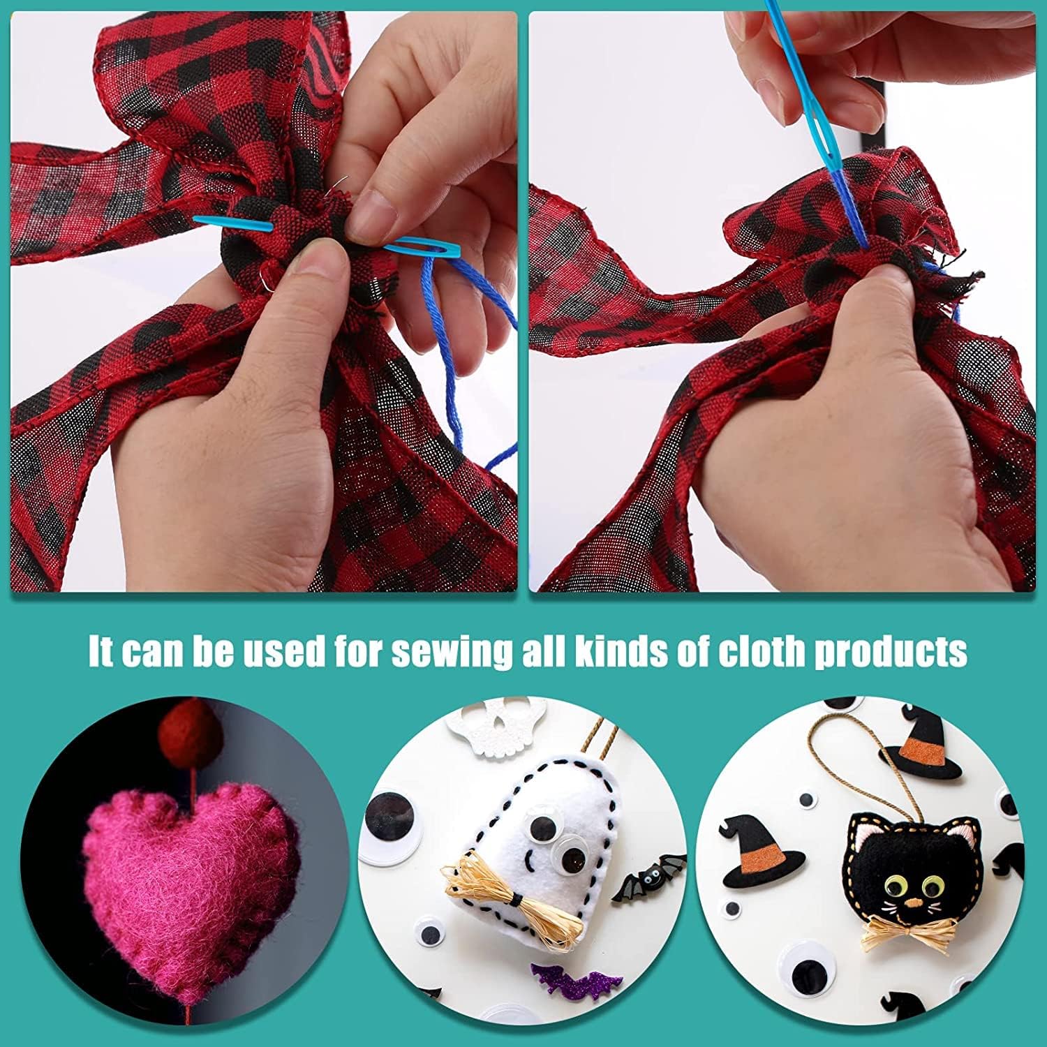 Agujas de hilo grandes para coser a mano, agujas de coser de plástico para niños, agujas de tejido de plástico para hilo y manualidades, 40 agujas