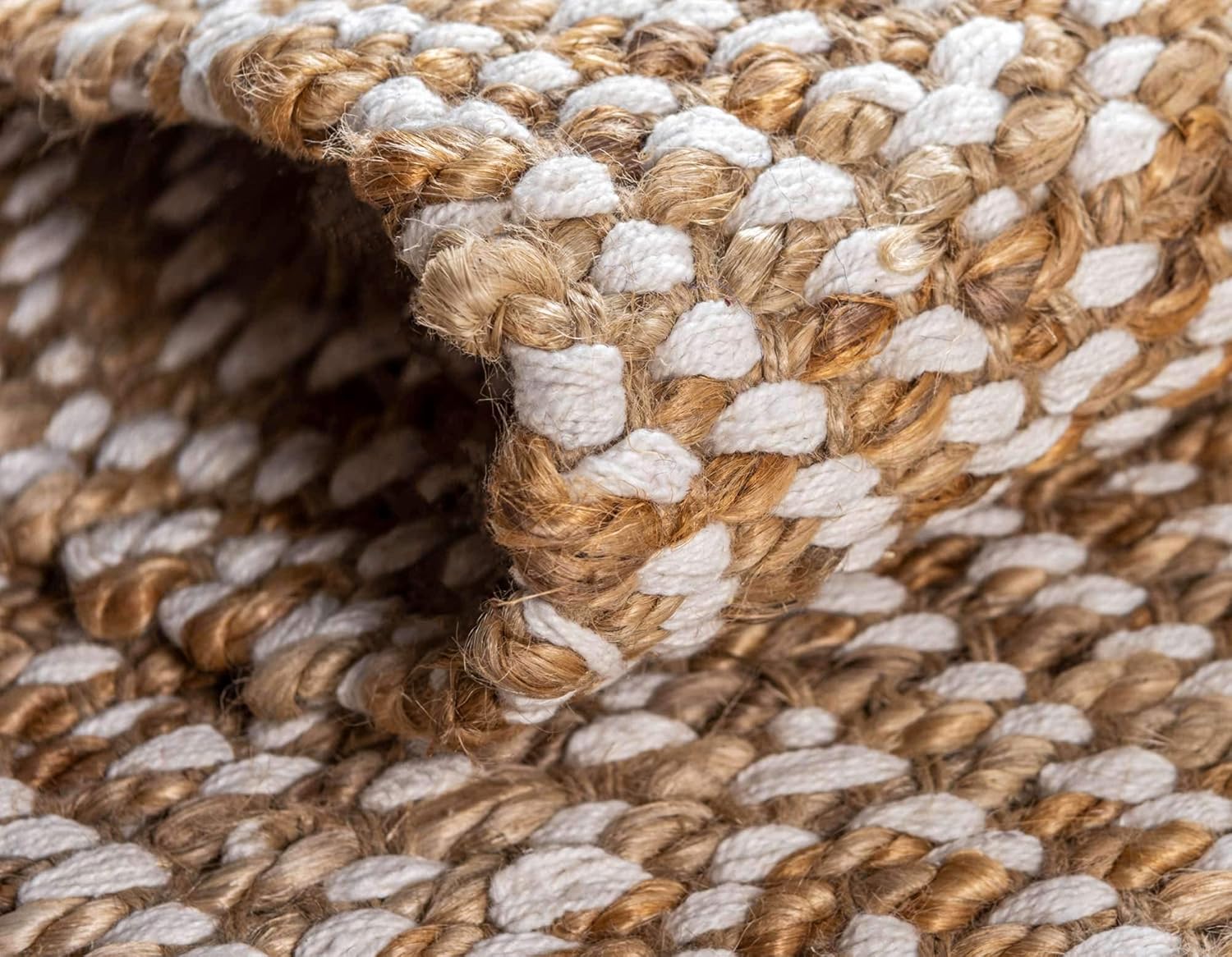 Unique Loom Alfombra trenzada colección de yute  Assam (2 pies 7 pulgadas x 6 pies 1 pulgada, color naturalmarfil)