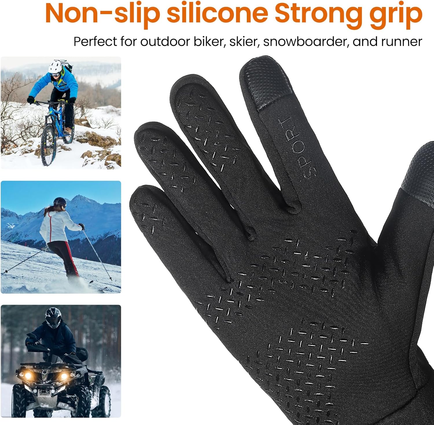 Guantes de invierno para hombre y mujer, resistentes al viento, impermeables, cálidos, para pantalla táctil, para fitness, correr, ciclismo