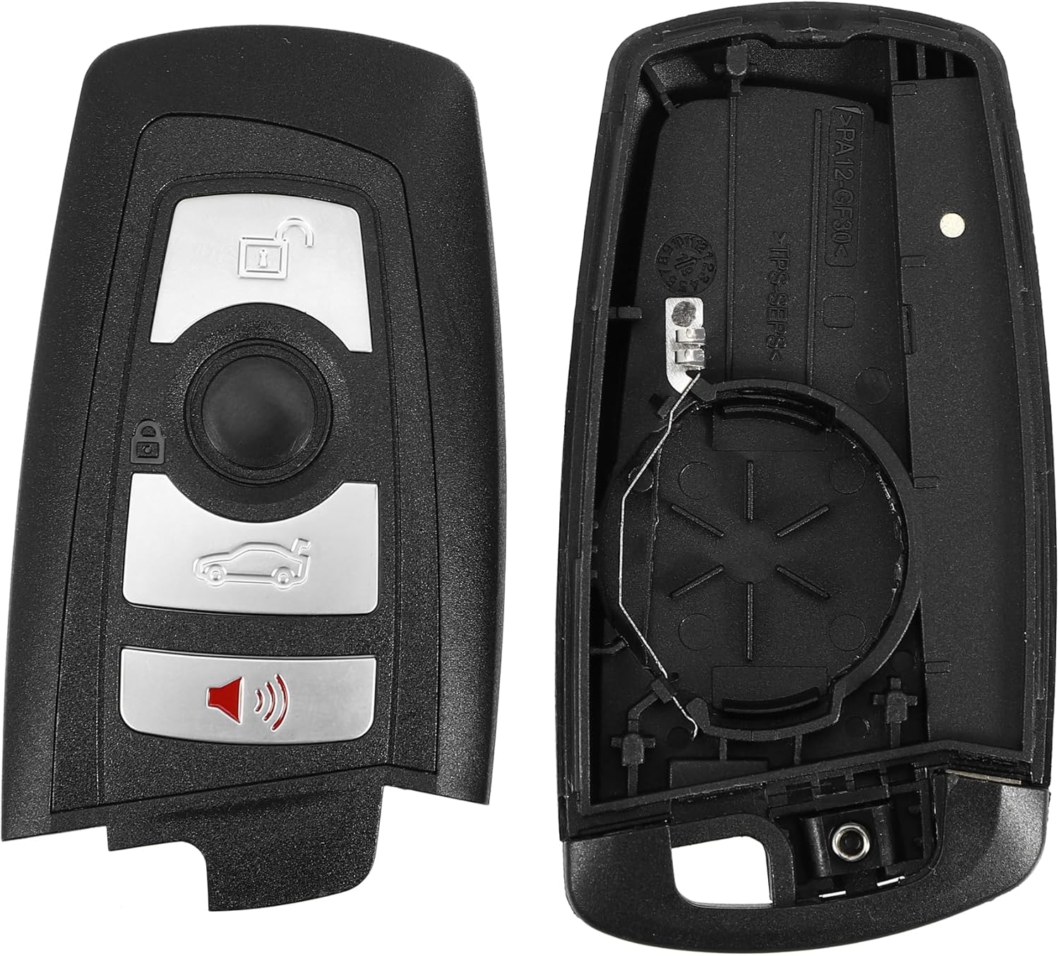 X AUTOHAUX Funda de repuesto para llavero de entrada sin llave de 4 botones para BMW 1 2 3 4 5 6 7 Series X3 M2 F Series 235ix 320 E90 E92 E93 X5