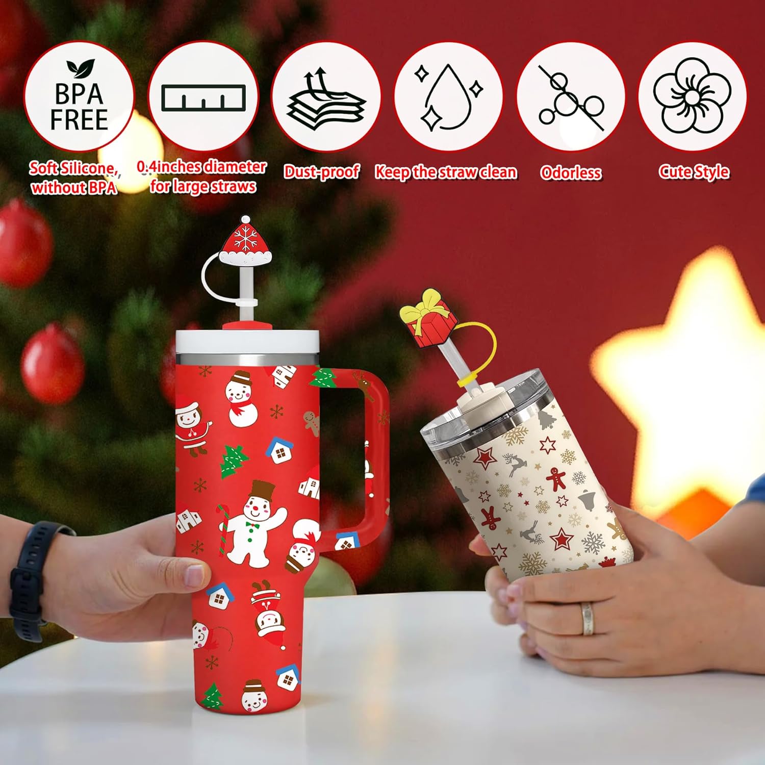 8 fundas de popote compatibles con vasos Stanley de 30 y 40 onzas, reutilizables de silicona para popotes de 0.4 pulgadas0.394 in, protectores de