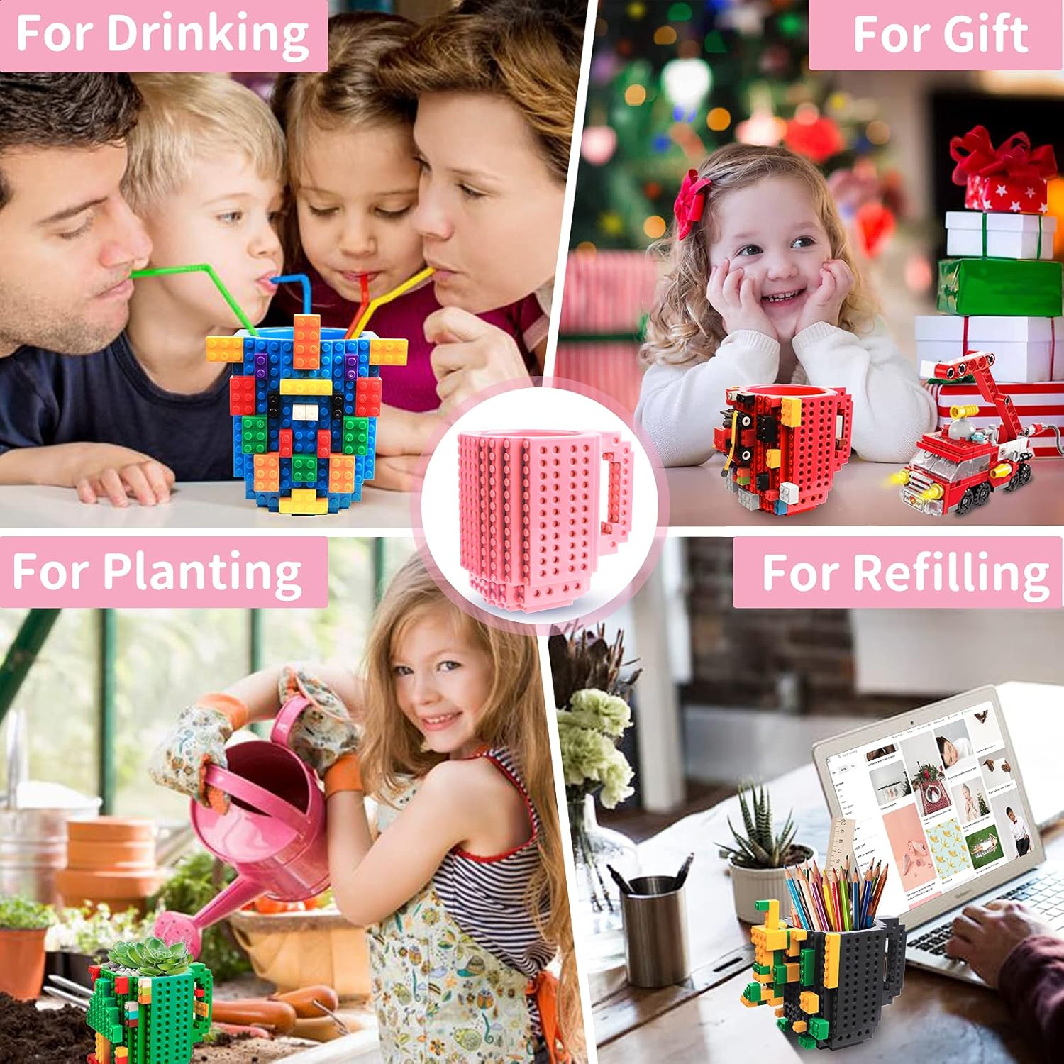 Taza de ladrillo para niños, adultos y niños, tazas de café novedosas de Cusod compatibles con Lego, divertidas tazas de café para ideas de regalo