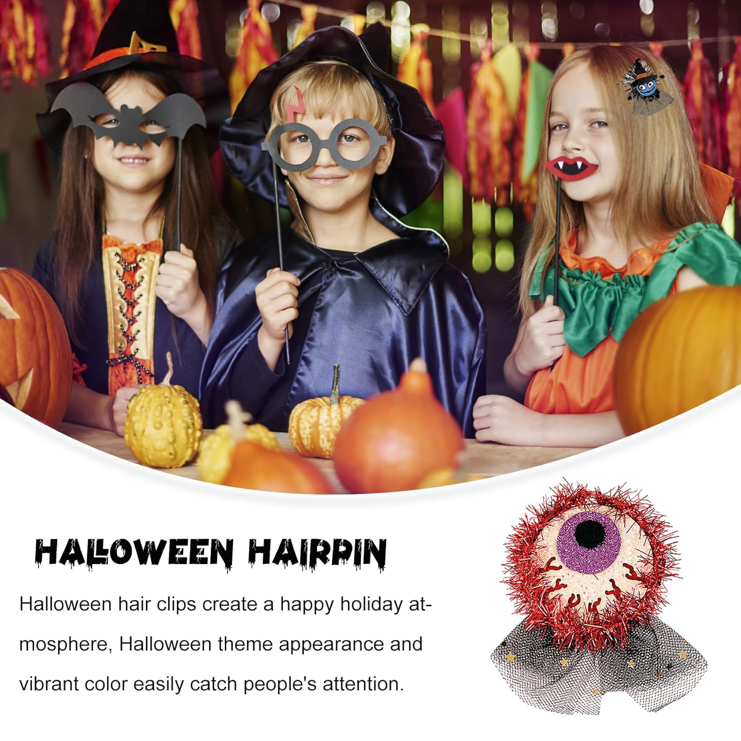 12 pinzas para el cabello de dibujos animados de Halloween, calabaza, fantasma, murciélago, bruja, sombrero de calavera, pasadores, pinzas de