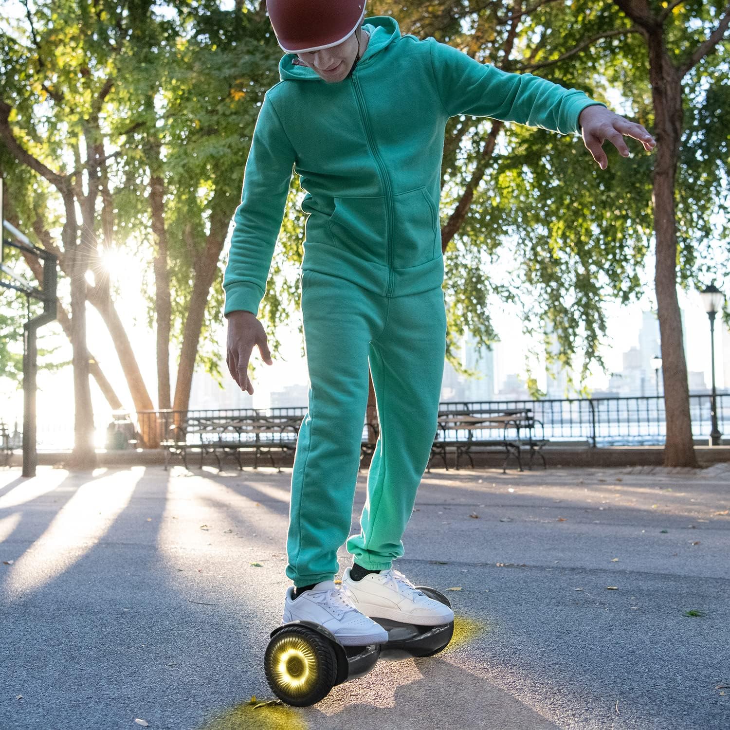 Jetson Hoverboard – Hoverboard Zone con ruedas todoterreno todoterreno – Hoverboard ligero negro con ruedas LED iluminadas – Hoverboard inteligente