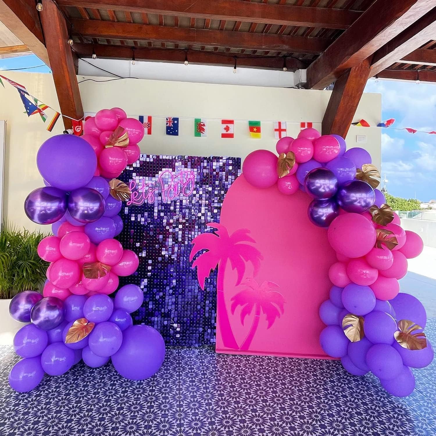 Fondo de pared con brillo morado, 24 paneles cuadrados de lentejuelas brillantes, fondos de fotos para cumpleaños, aniversario, boda, graduación y