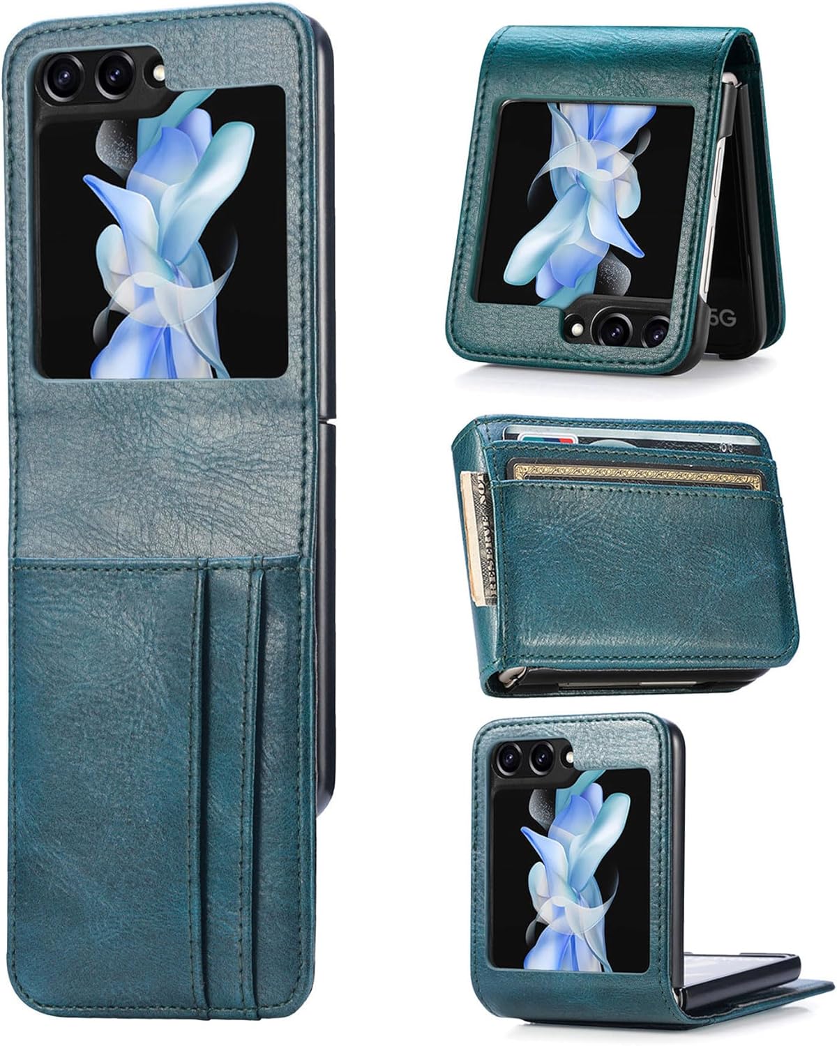 ZCDAYE Funda tipo cartera para Samsung Galaxy Z Flip 5, funda para Samsung Galaxy Z Flip 5, funda de cuero para Samsung Galaxy Z Flip 5 con
