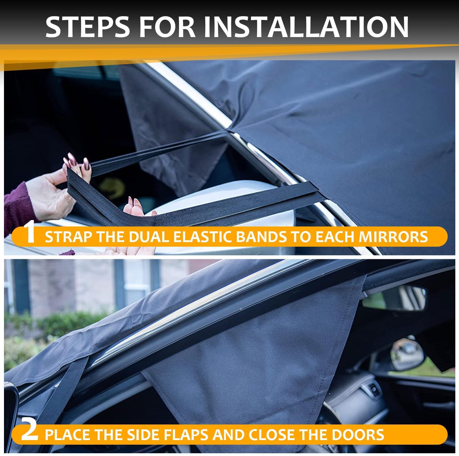 Cubierta para parabrisas de automóvil, tela Oxford 600D mejorada, cubierta contra escarchas, para hielo y nieve, impermeable, protege la ventana