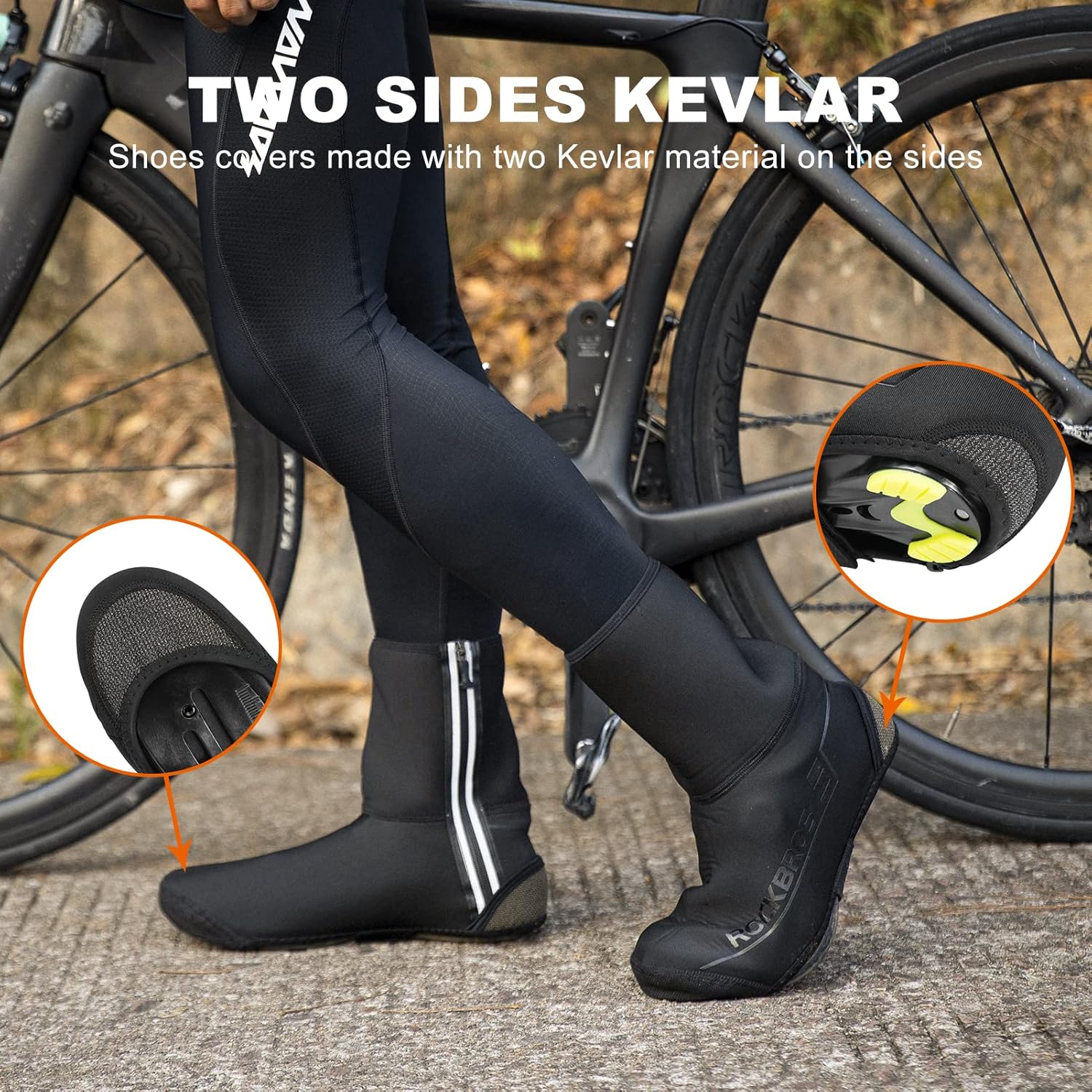 ROCKBROS Fundas para zapatos de ciclismo, cubierta de zapatos de invierno, resistente al agua, térmicas, para bicicleta, a prueba de viento, para
