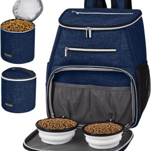 BAGLHER Mochila de viaje para perros, mochila de suministros para mascotas aprobada por aerolíneas, mochila de viaje para perros con 2 cuencos BAGLHER Mochila de viaje para perros, mochila de suministros para mascotas aprobada por aerolíneas, mochila de viaje para perros con 2 cuencos