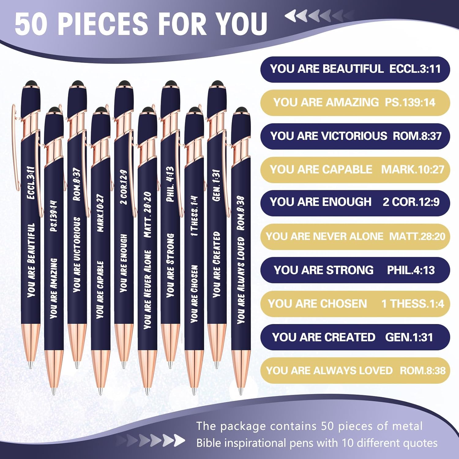 Ctosree 50 bolígrafos inspiradores con punta de lápiz digital de tinta negra, con citas alentadoras para Navidad, bolígrafos motivacionales